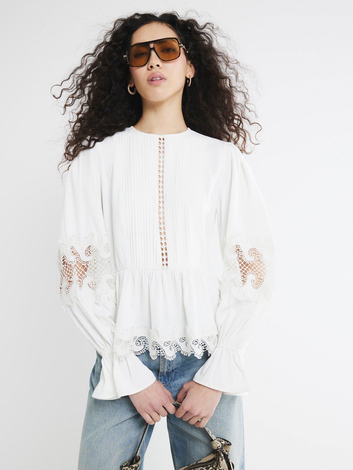 undefined Pintuck Detail Peplum Blouse - White
