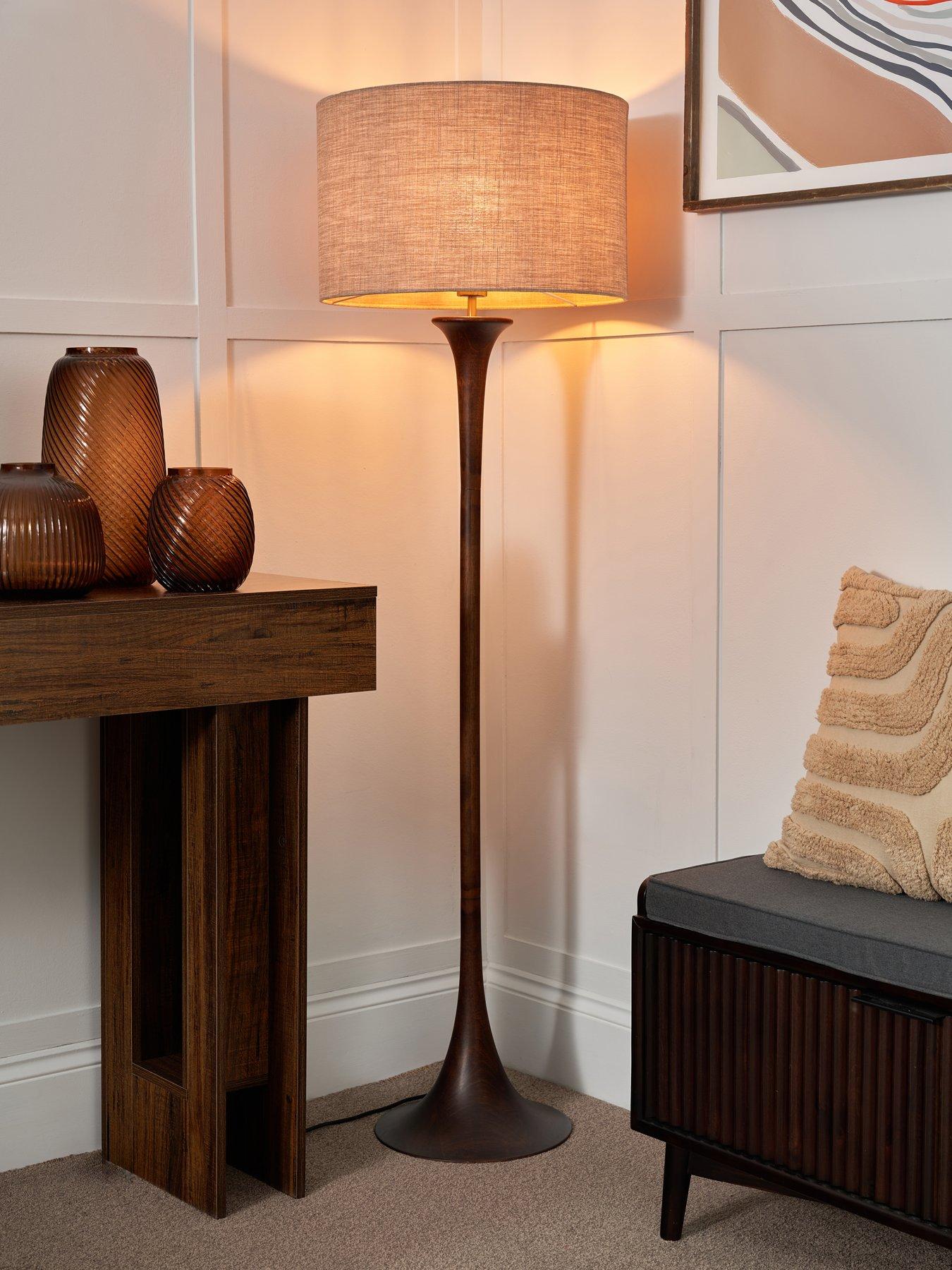 Image 1 of 6 of The Very Collection Turned Wooden Floor Lamp - Walnut