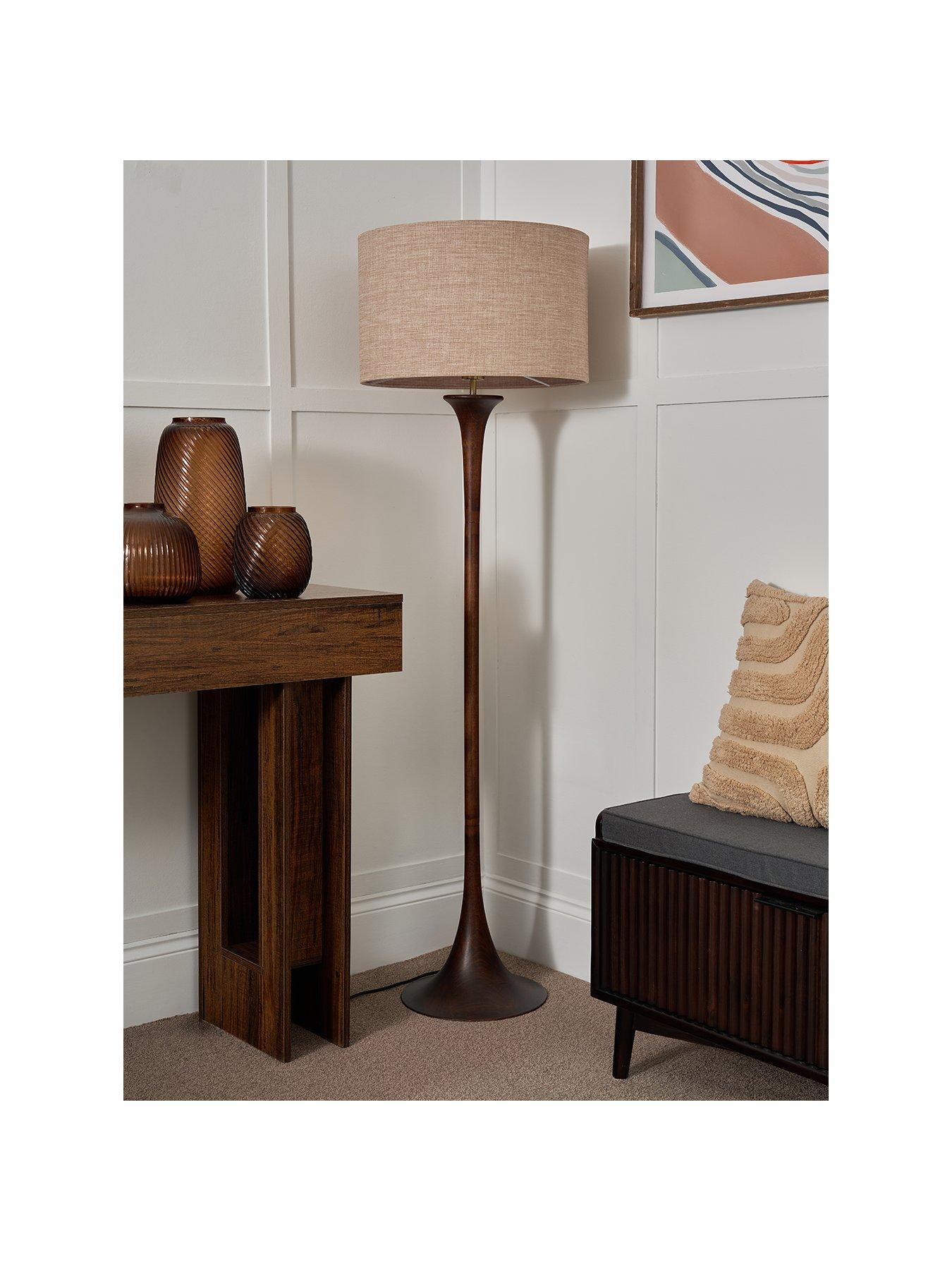 Image 2 of 6 of The Very Collection Turned Wooden Floor Lamp - Walnut