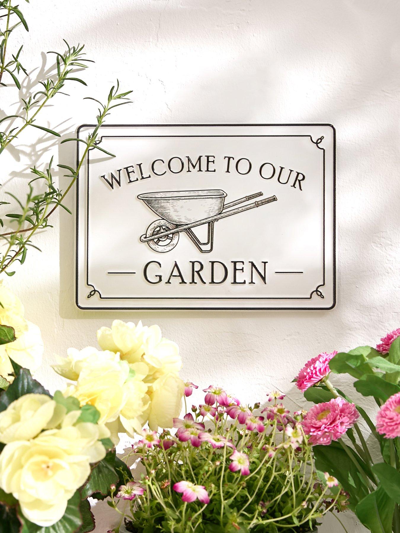 Product photograph of Heaven Sends Welcome To Our Garden Sign from very.co.uk