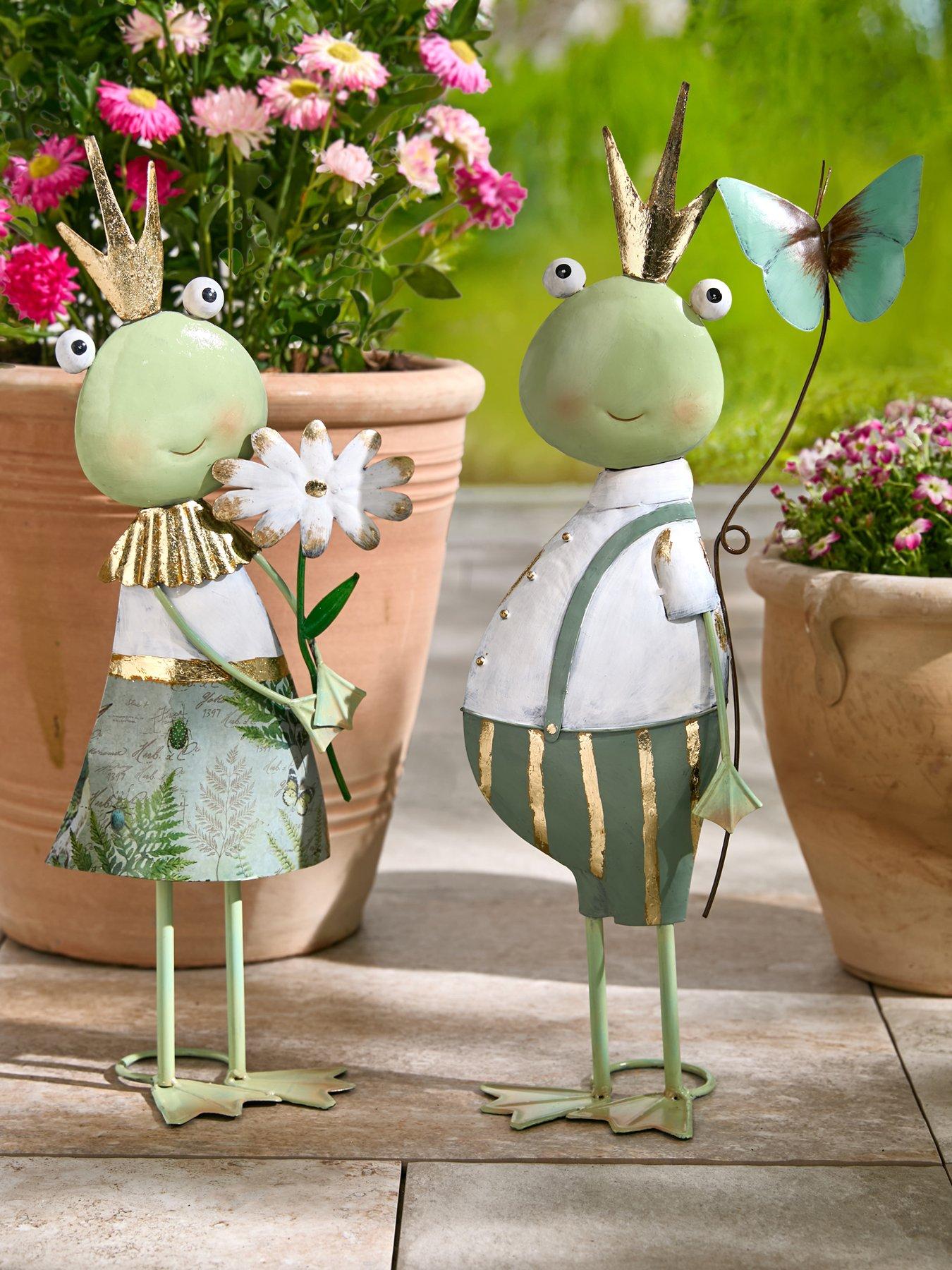 Product photograph of Heaven Sends Metal Frogs With Flower Amp Butterfly Set from very.co.uk