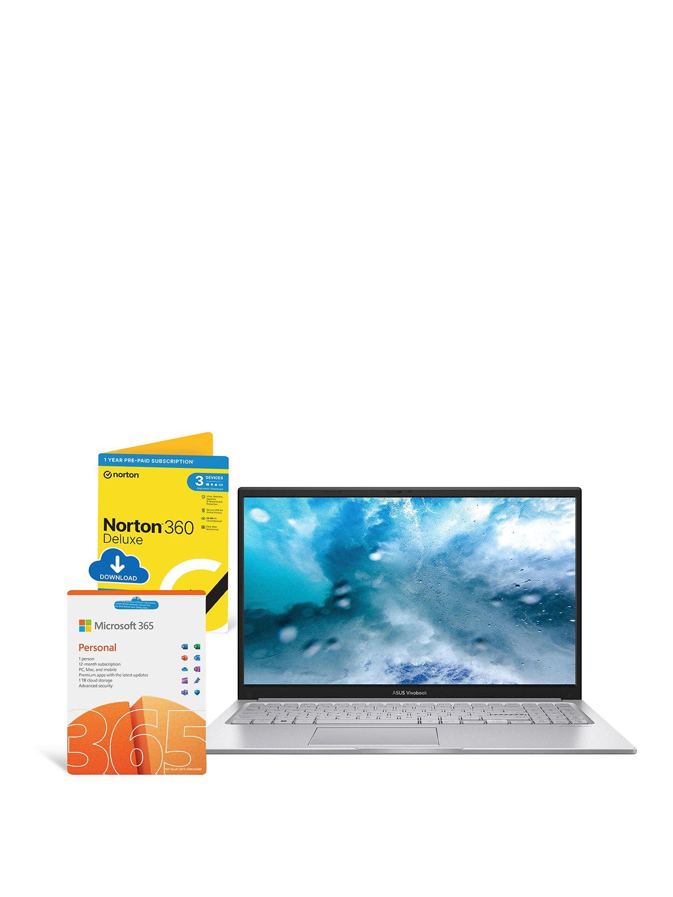 Asus Vivobook 15 Laptop - 15.6in FHD, Intel Core i3, 8GB RAM, 512GB SSD, with Microsoft 365 Personal  &  Norton 1 Year included - Silver