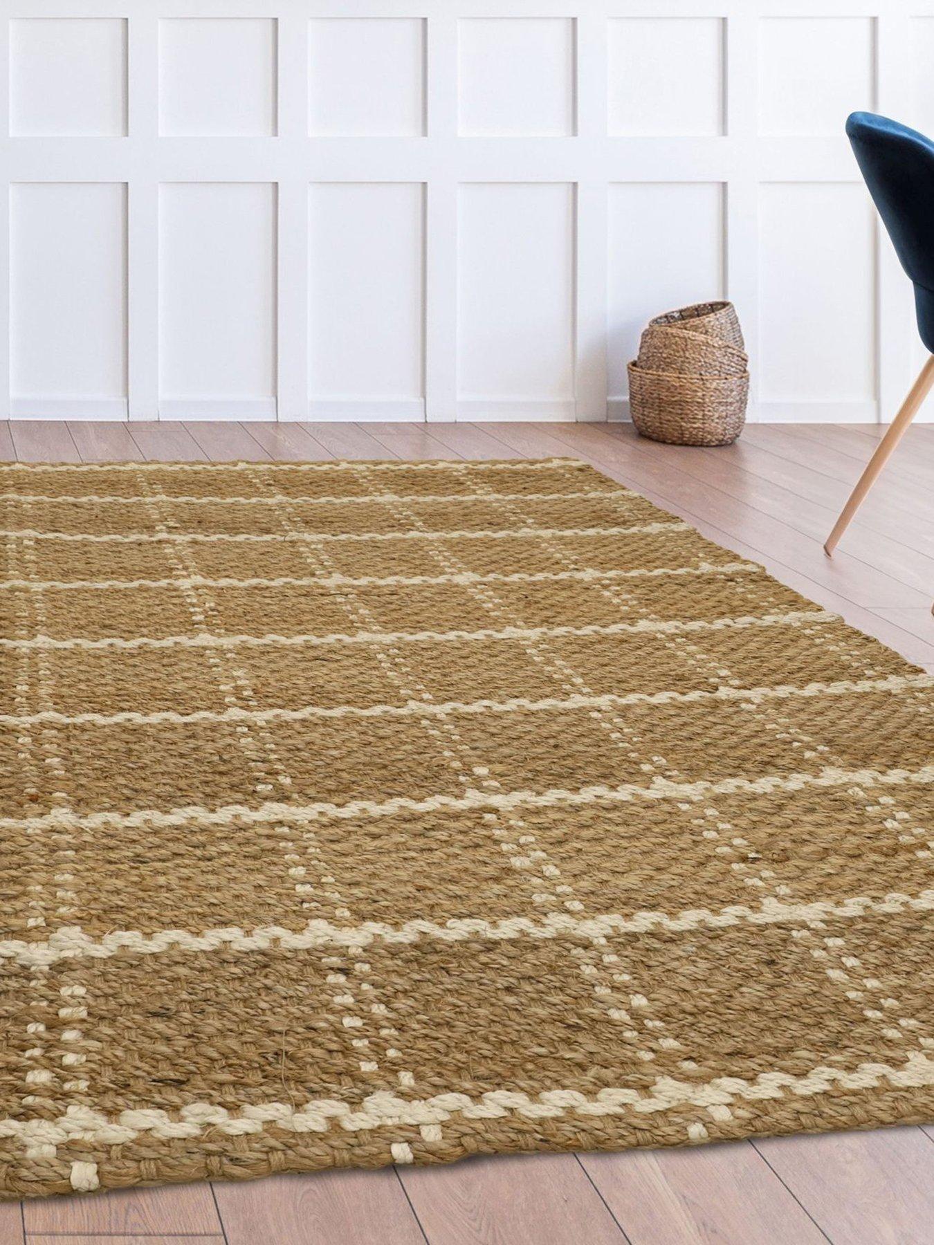 Product photograph of Very Home Jute Check Rug from very.co.uk