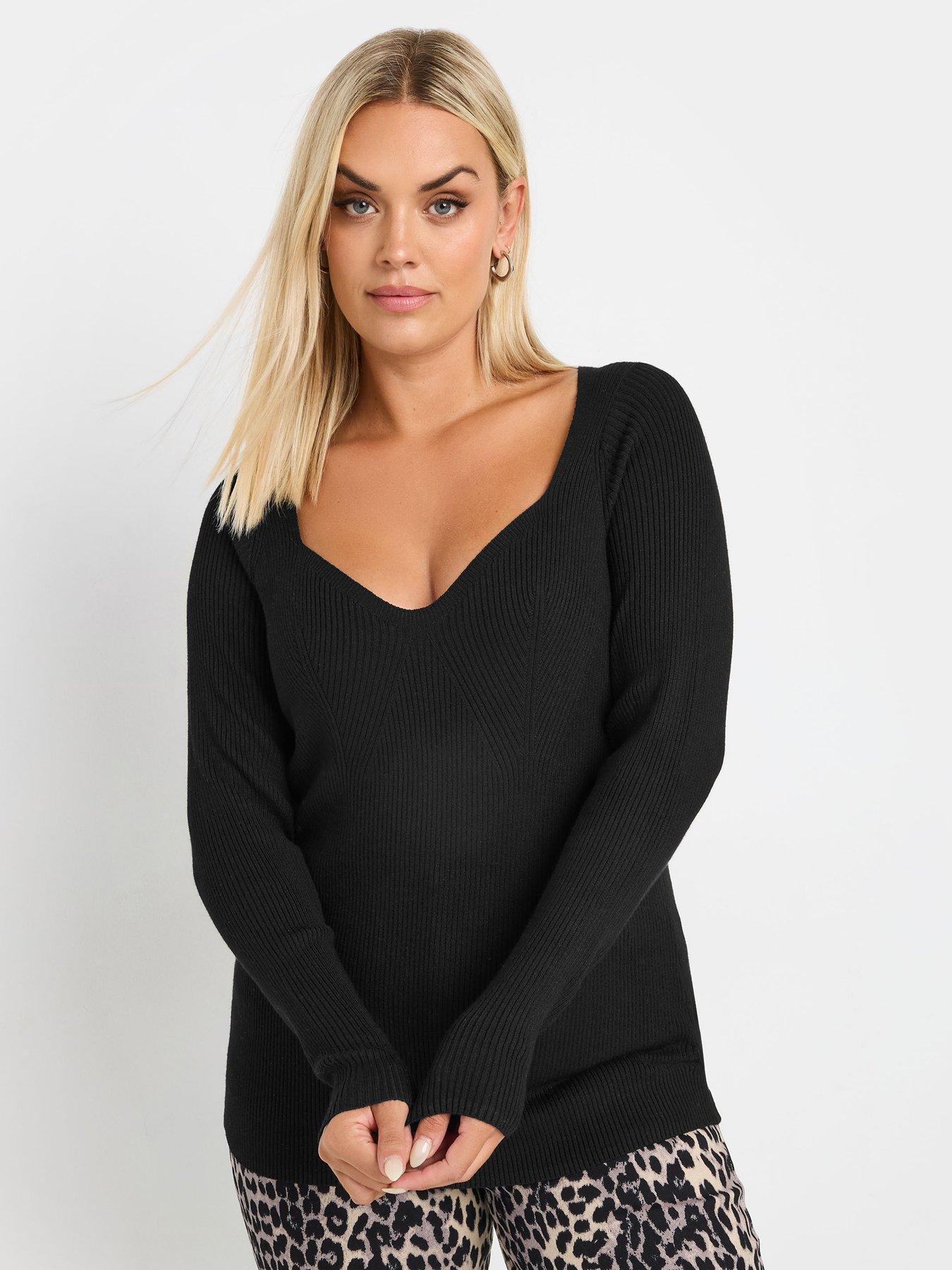Yours Curve Ribbed Jumper - Black