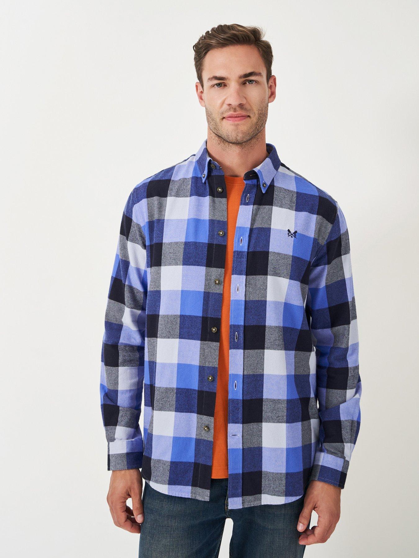 Image 1 of 5 of Crew Clothing Ridgegate Buffalo Long Sleeve Check Flannel Shirt - Blue