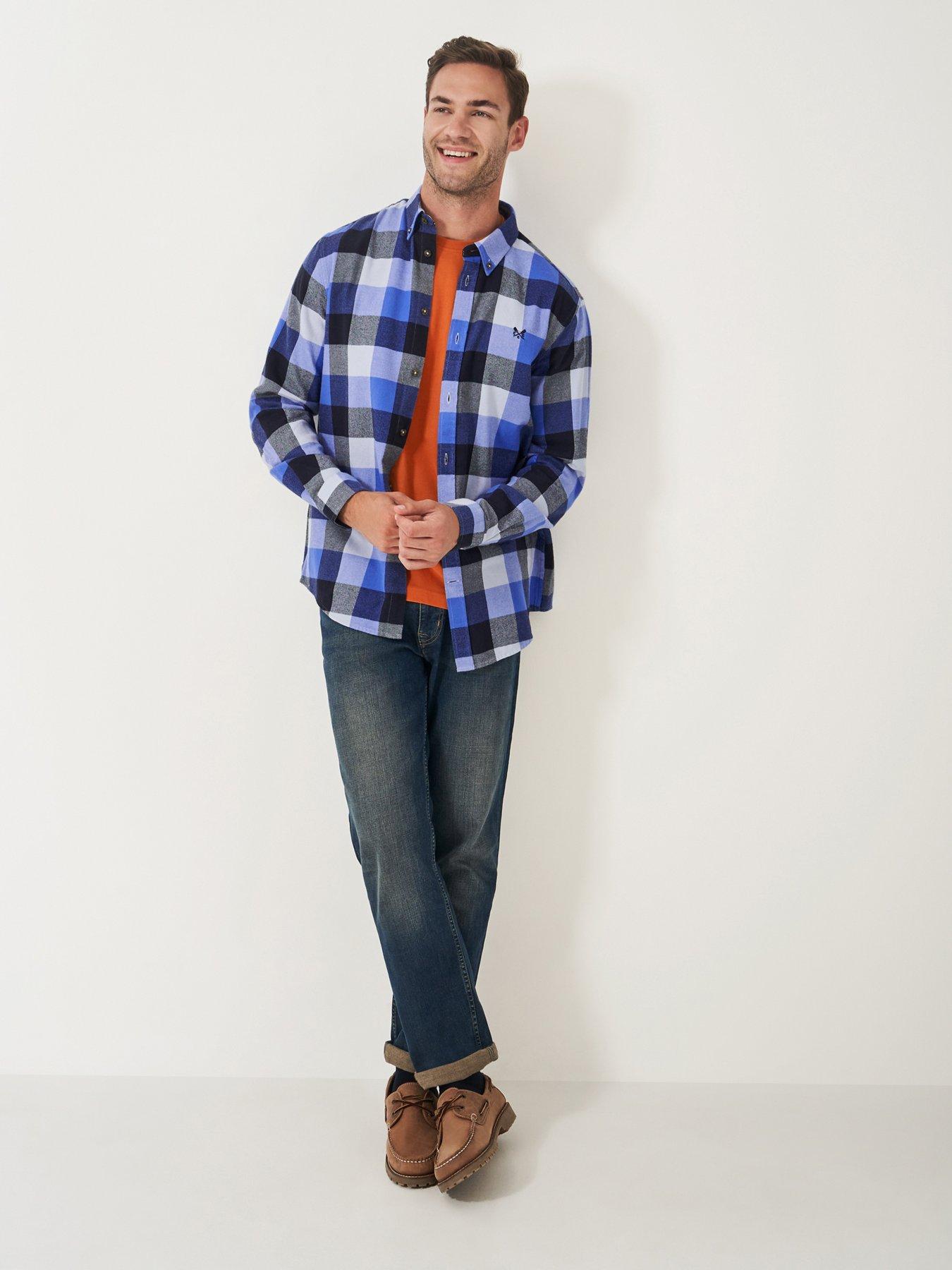 Image 4 of 5 of Crew Clothing Ridgegate Buffalo Long Sleeve Check Flannel Shirt - Blue