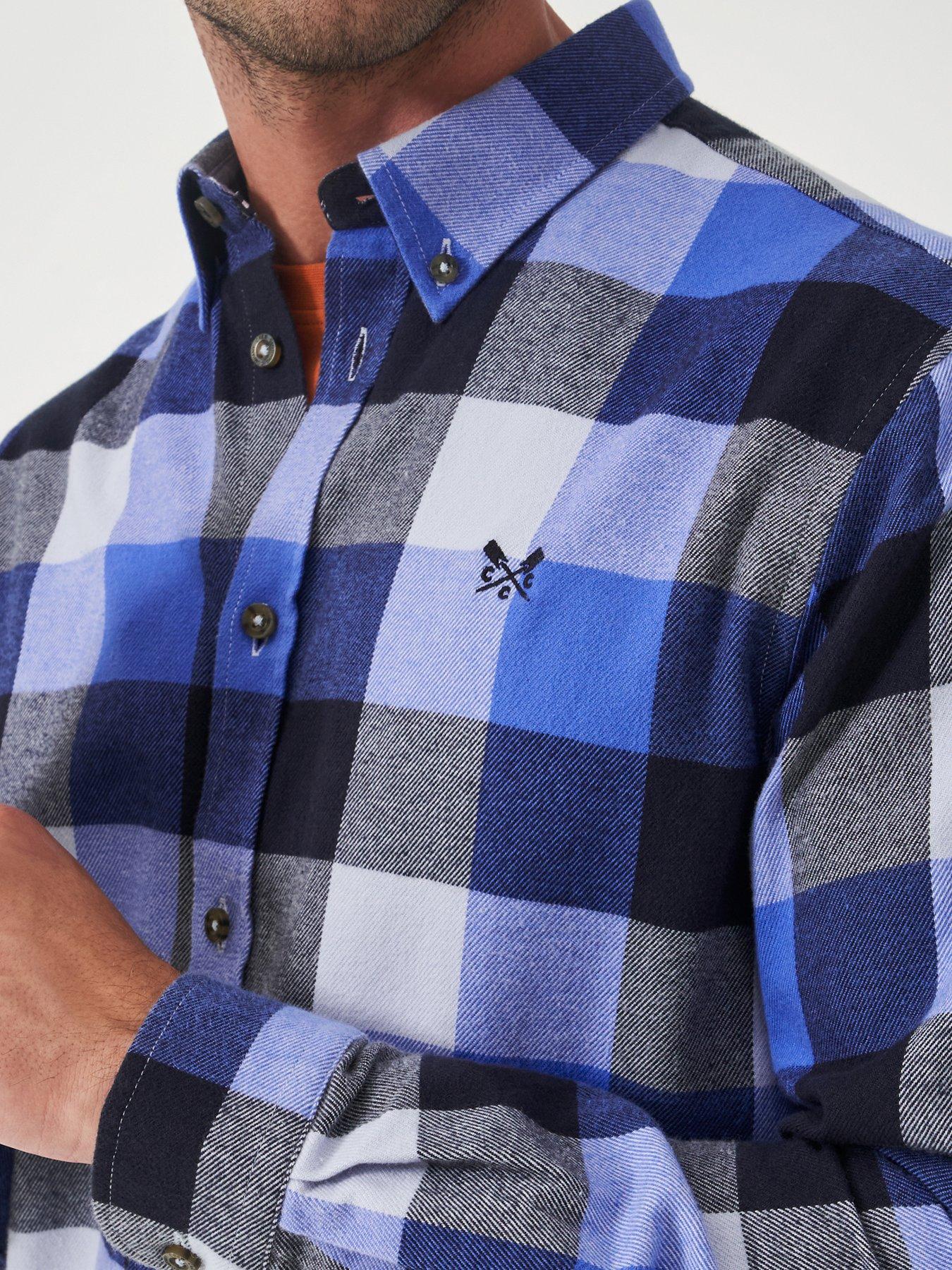 Image 5 of 5 of Crew Clothing Ridgegate Buffalo Long Sleeve Check Flannel Shirt - Blue