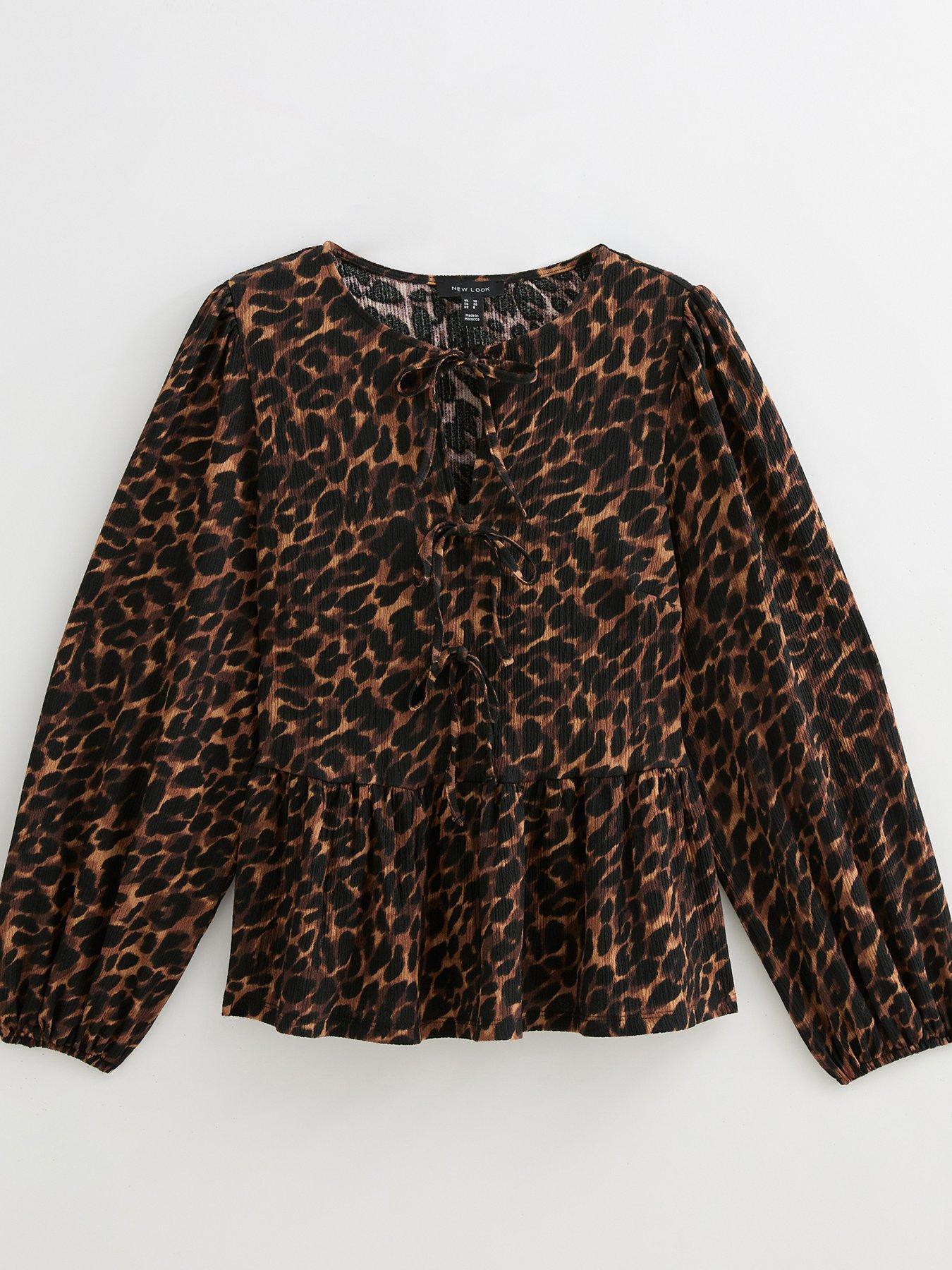 Image 5 of 5 of New Look Brown Leopard Print Keyhole Detail Top