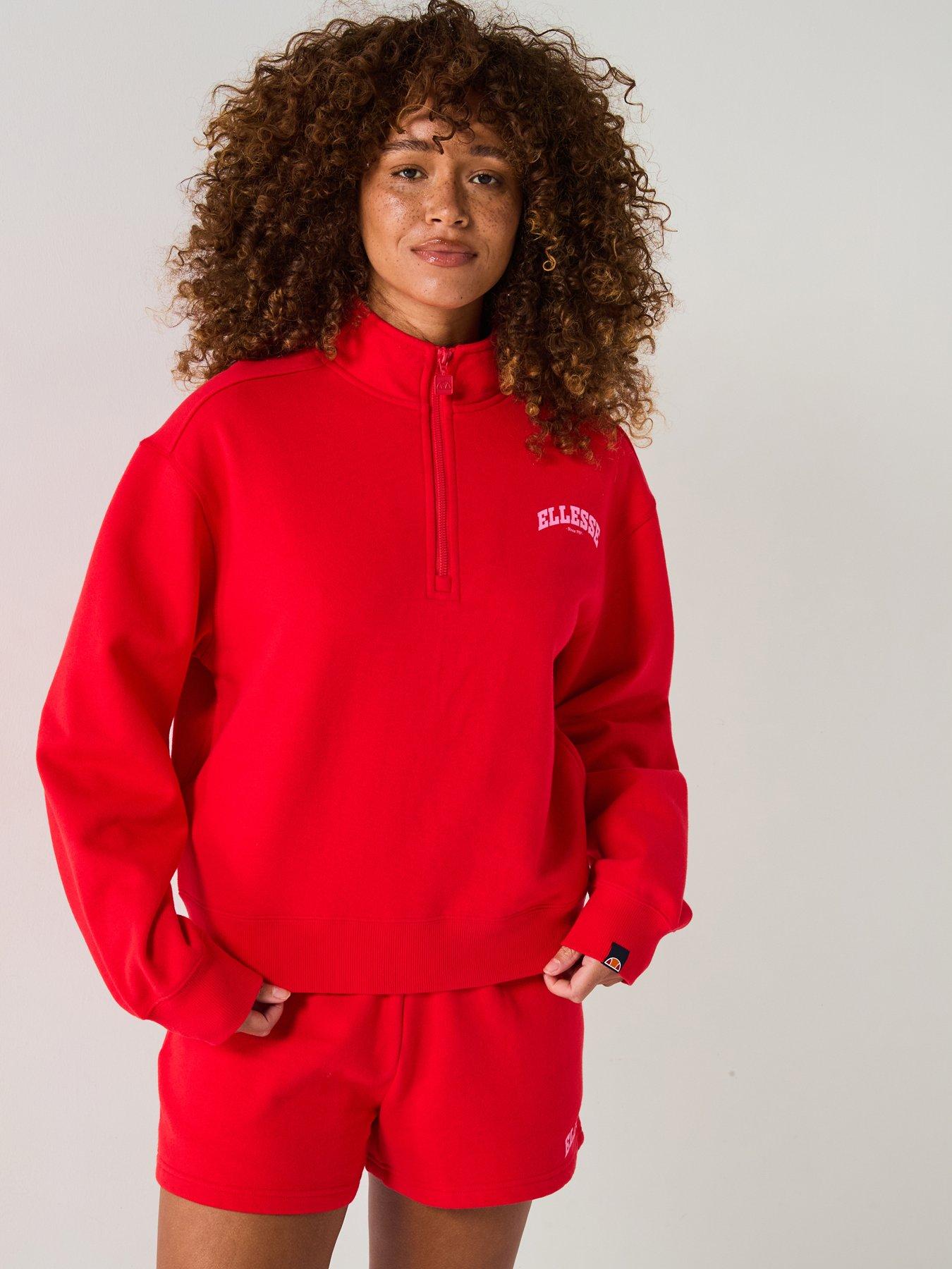 Image 1 of 6 of Ellesse Womens Very Exclusive Gientra Sweatshirt &amp; Short Set - Red