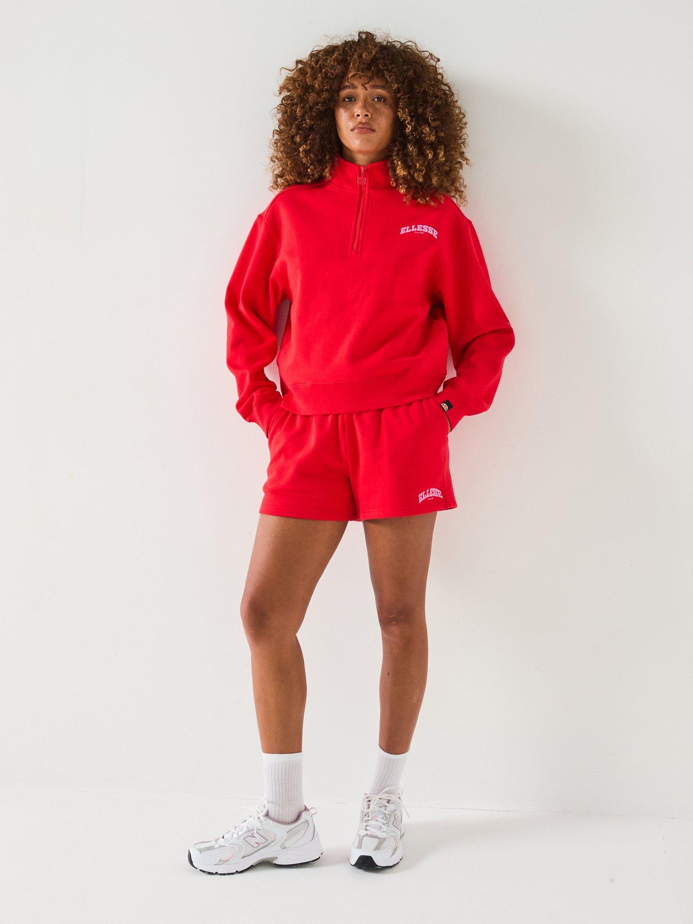 Image 3 of 6 of Ellesse Womens Very Exclusive Gientra Sweatshirt &amp; Short Set - Red