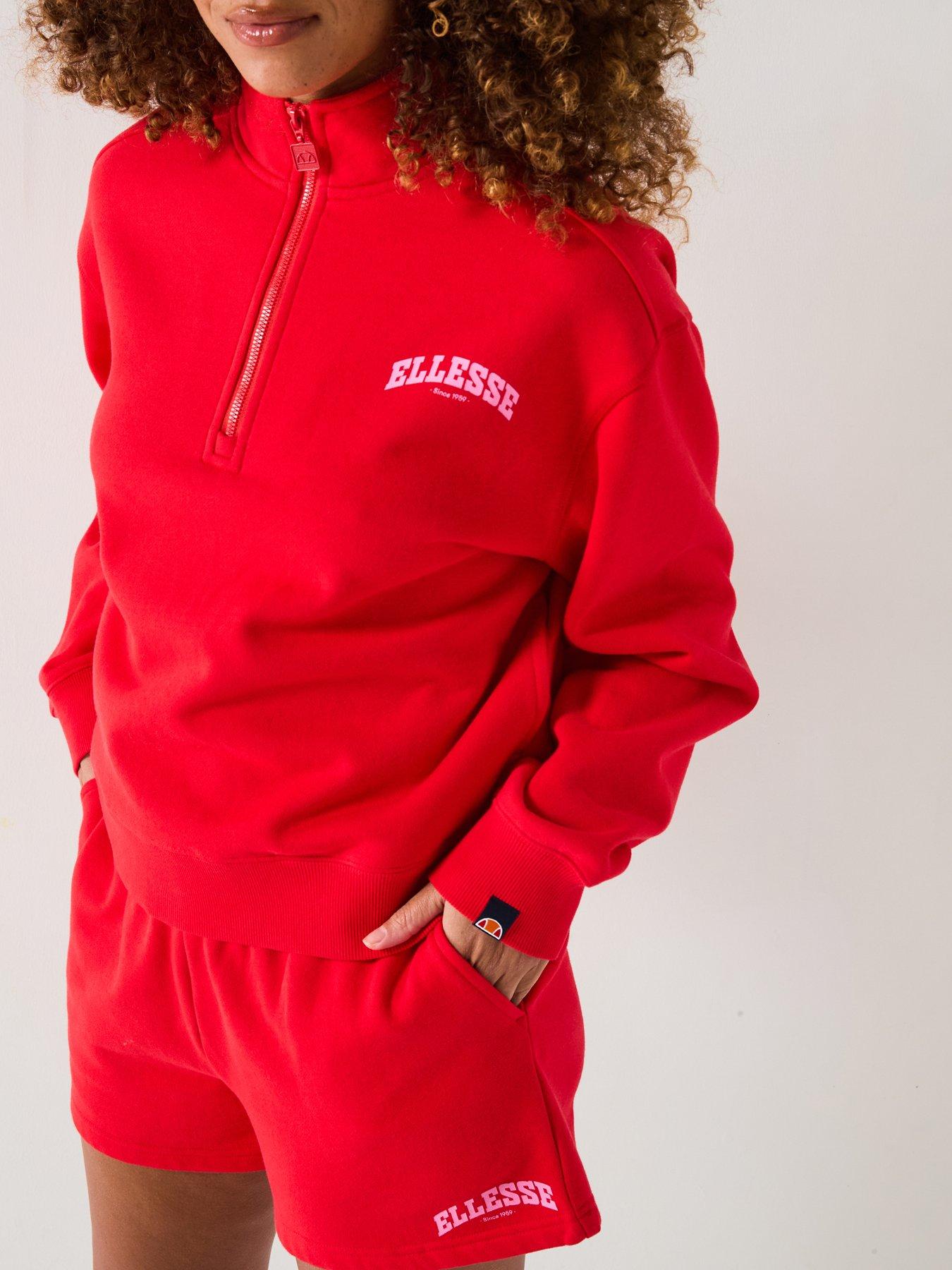 Image 4 of 6 of Ellesse Womens Very Exclusive Gientra Sweatshirt &amp; Short Set - Red