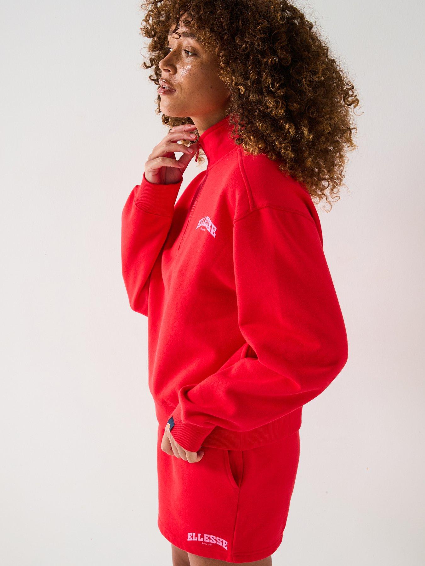 Image 6 of 6 of Ellesse Womens Very Exclusive Gientra Sweatshirt &amp; Short Set - Red