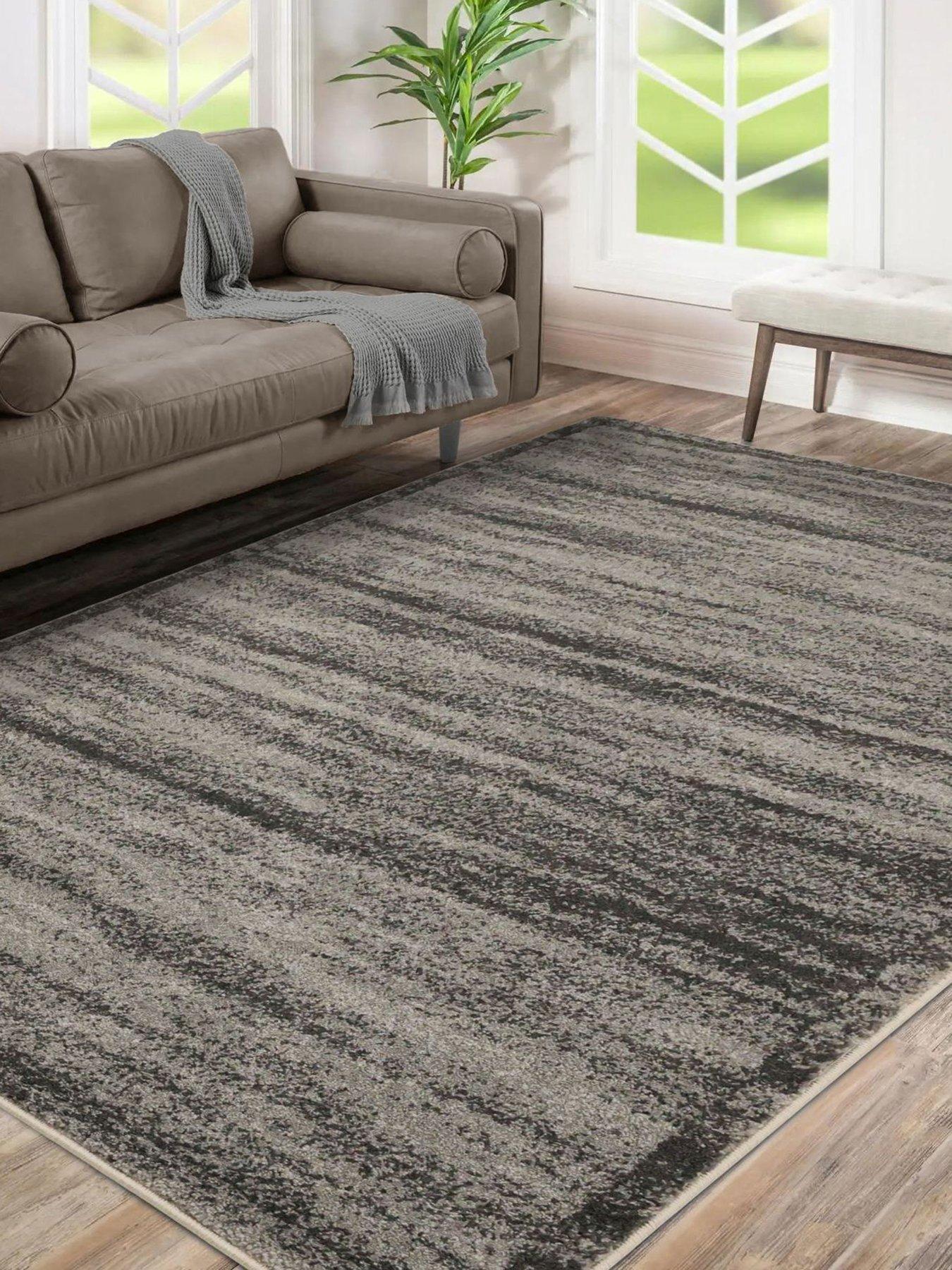 Product photograph of Very Home Freya Border Rug - Charcoal from very.co.uk