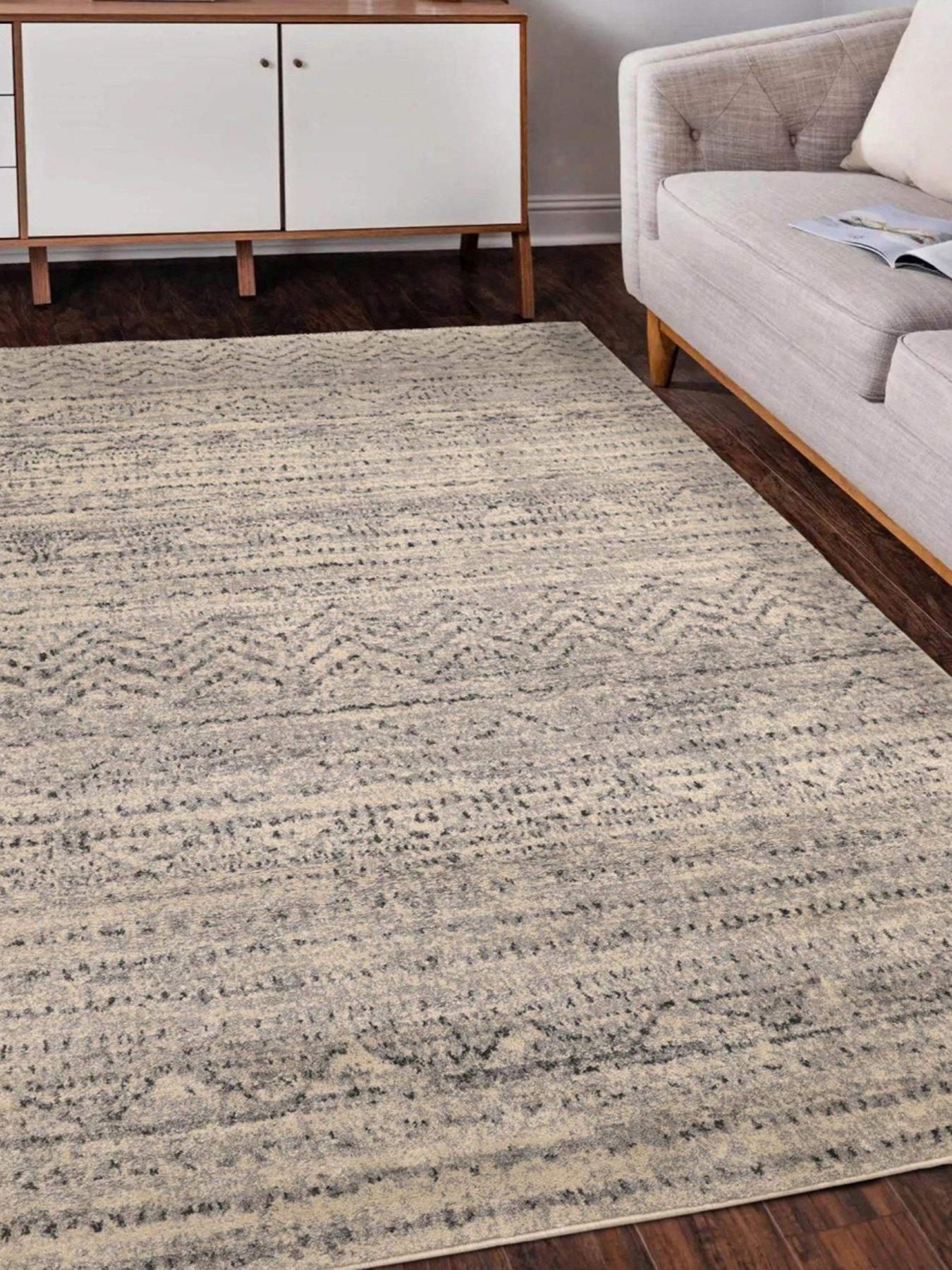 Product photograph of Freya Patterned Grey Rug from very.co.uk