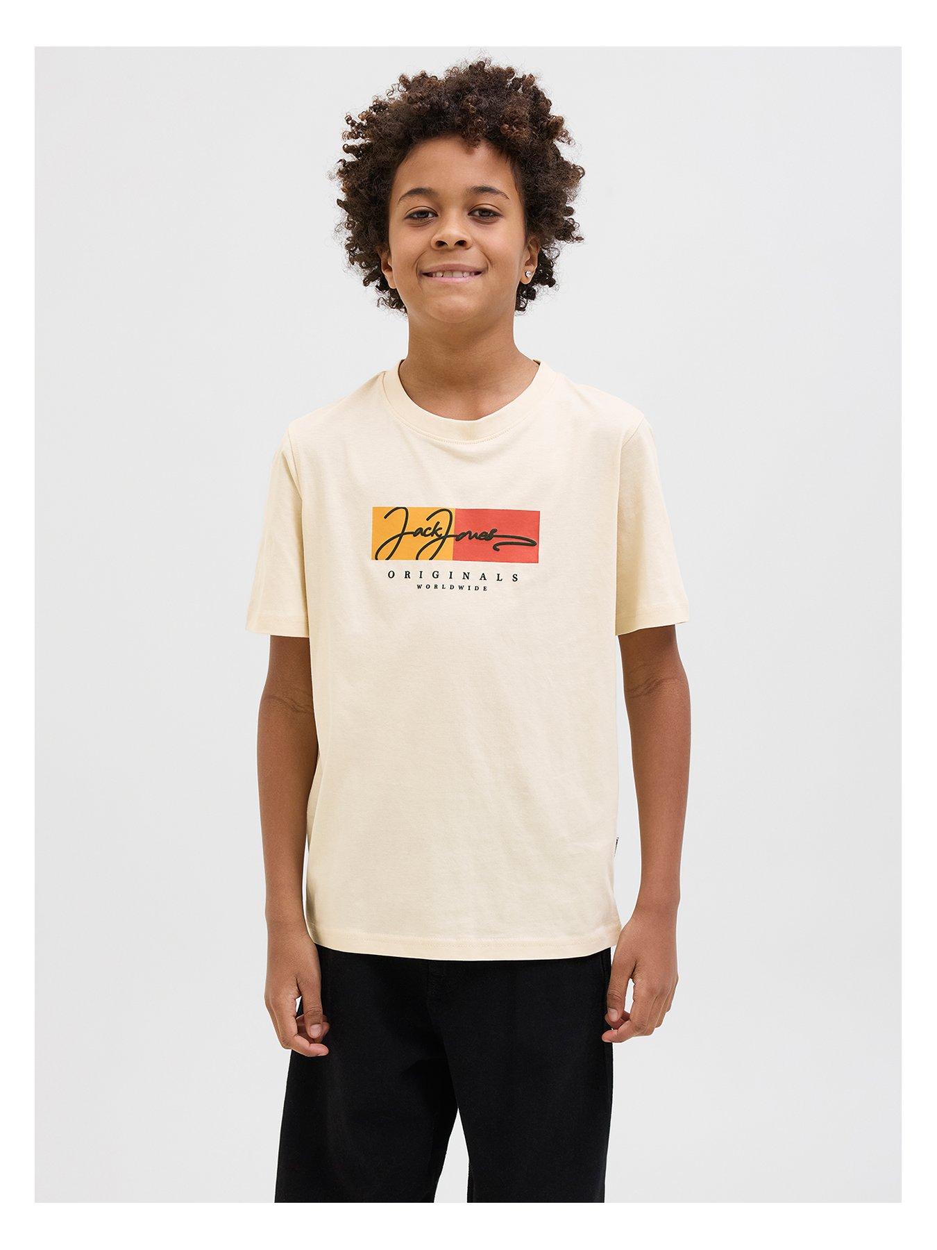 undefined Boys Frederiksberg Boxscript Short Sleeve T-Shirt - Antique White - Cream