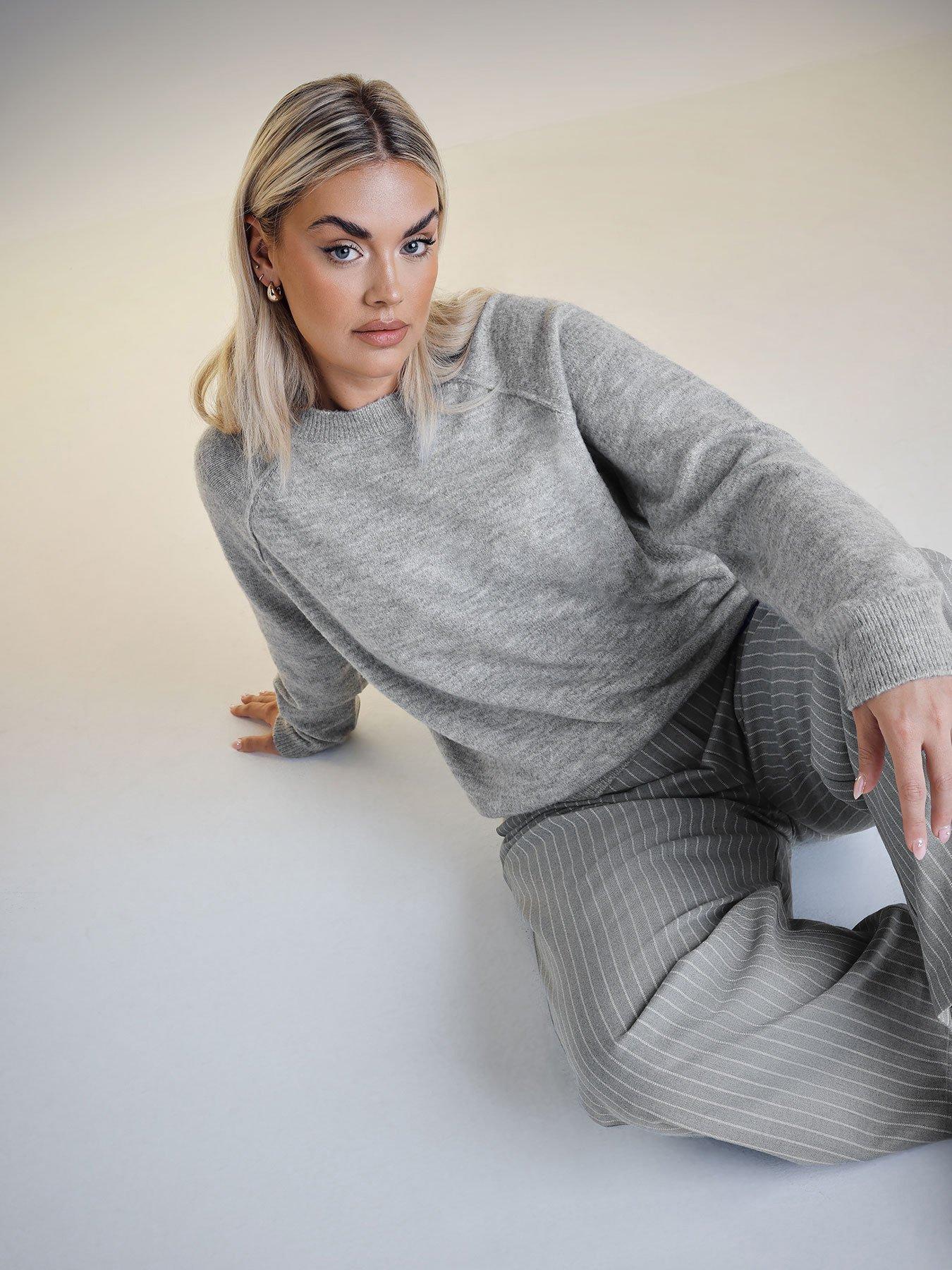 undefined Curve Seam Detail Soft Jumper - Grey