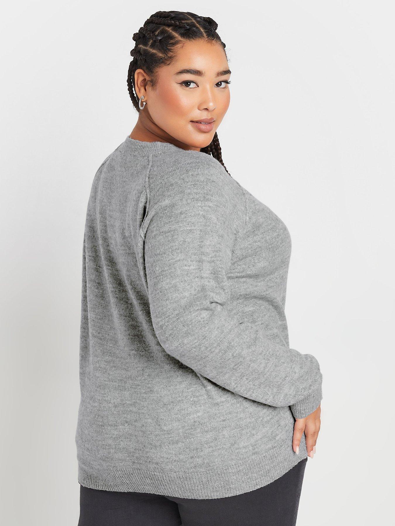 Image 2 of 4 of Yours Curve Seam Detail Soft Jumper - Grey