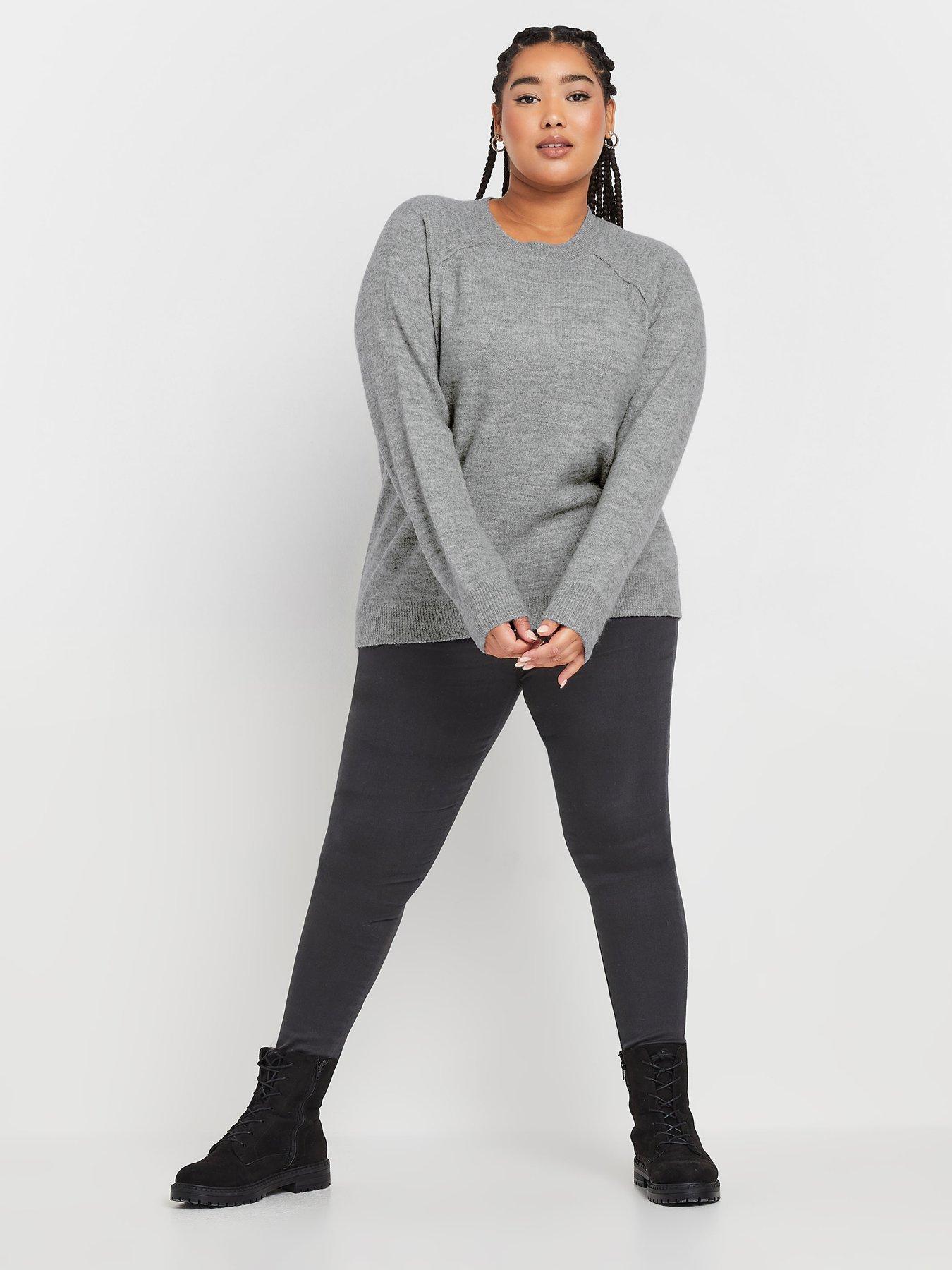 Image 3 of 4 of Yours Curve Seam Detail Soft Jumper - Grey