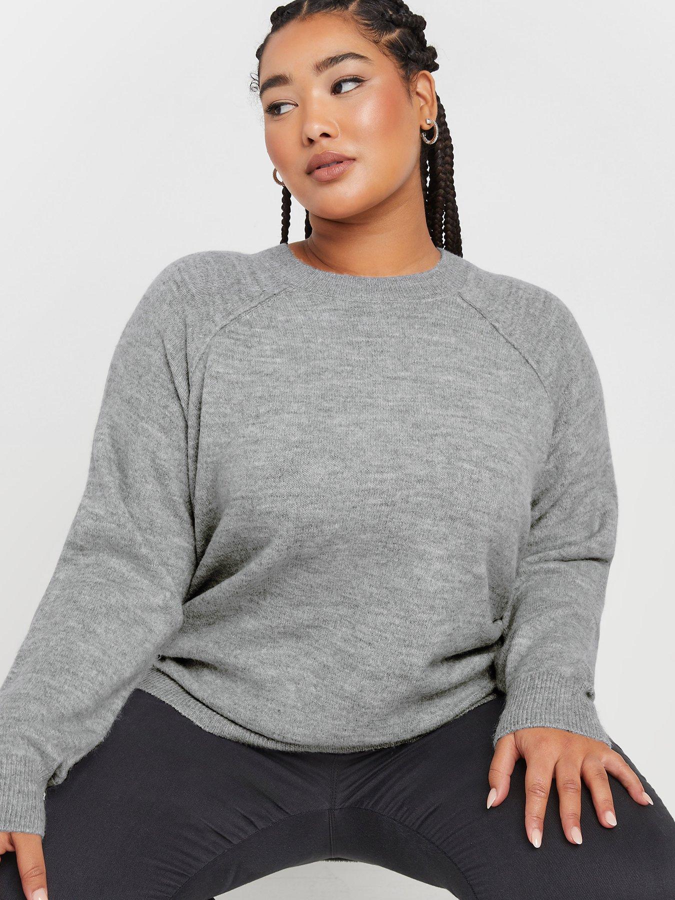 Image 4 of 4 of Yours Curve Seam Detail Soft Jumper - Grey