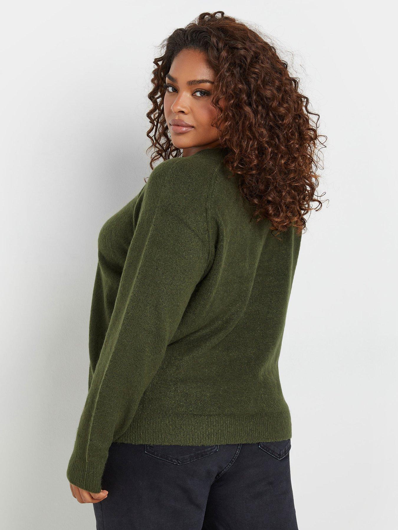 Image 2 of 4 of Yours Curve Seam Detail Soft Jumper - Green