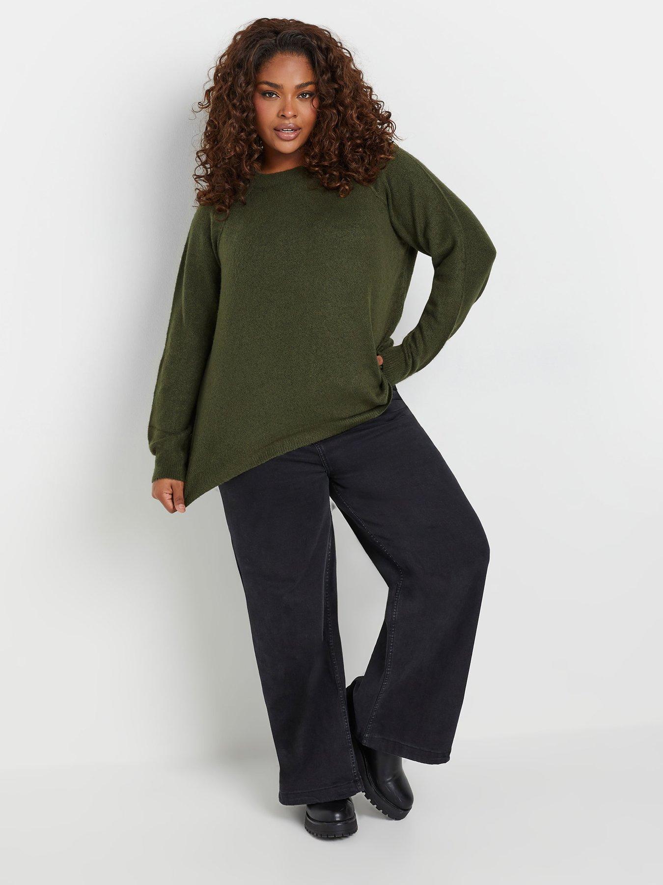 Image 3 of 4 of Yours Curve Seam Detail Soft Jumper - Green