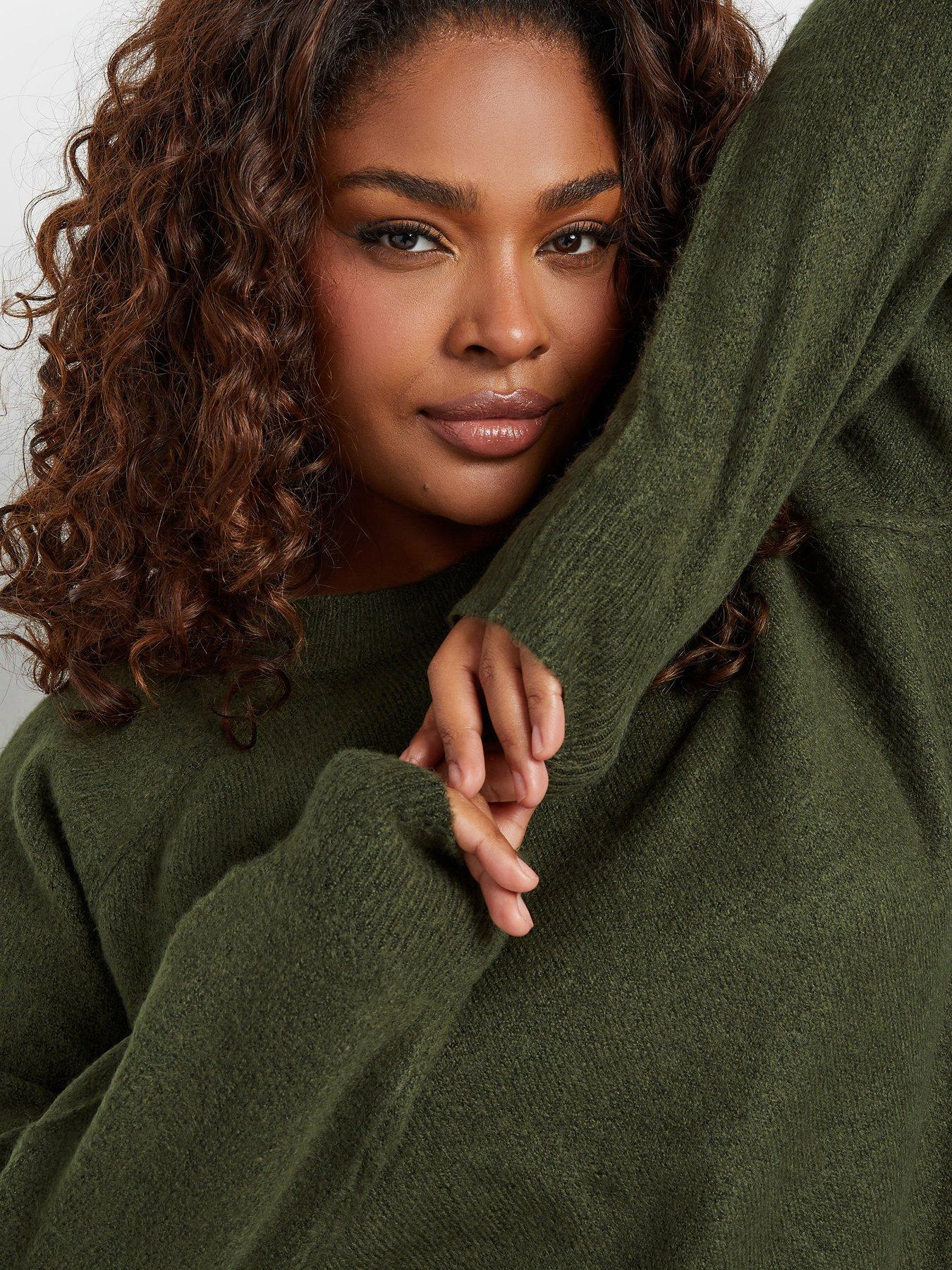 Image 4 of 4 of Yours Curve Seam Detail Soft Jumper - Green