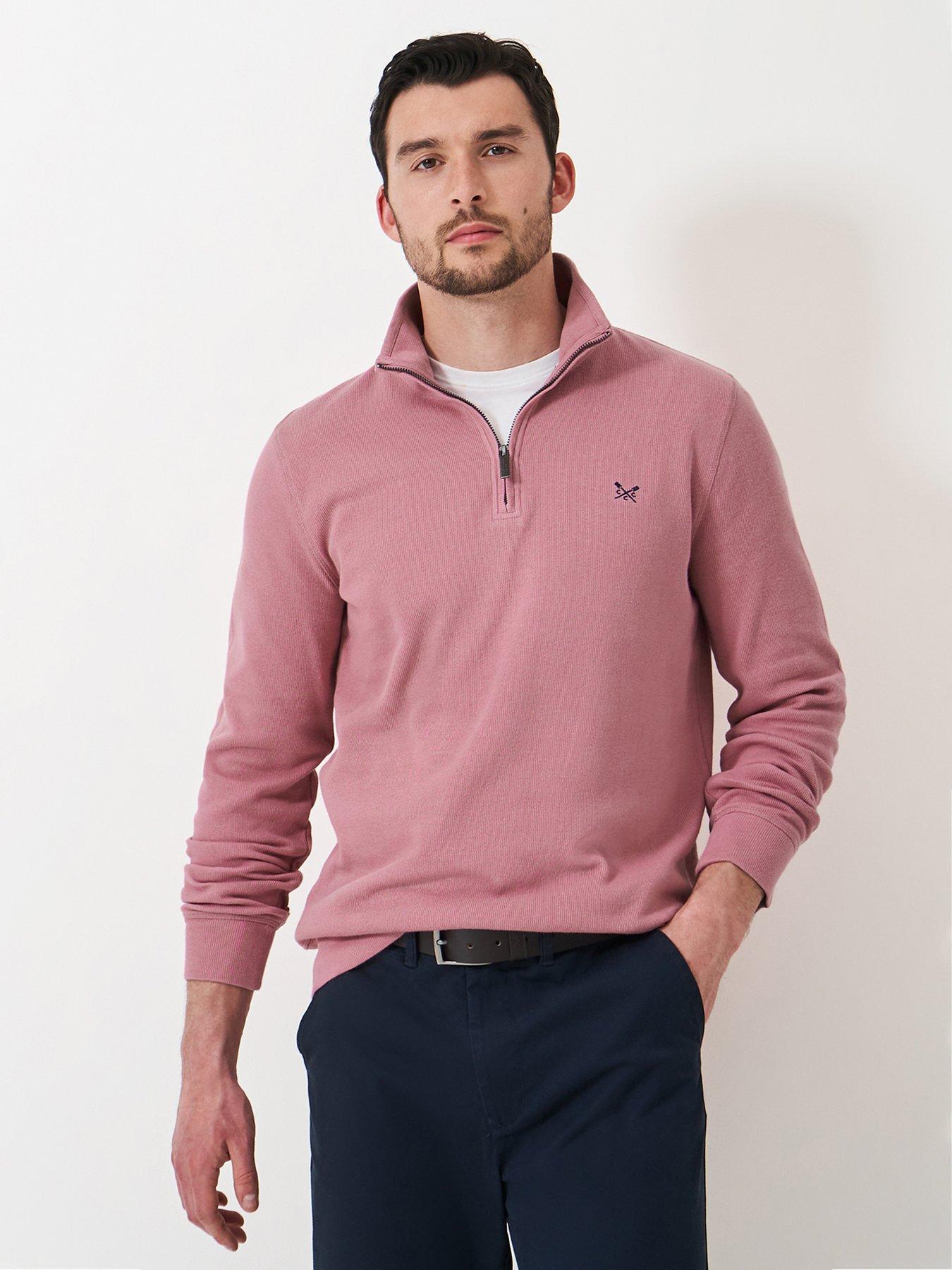 undefined French Rib 1/2 Zip Knitted Jumper - Pink