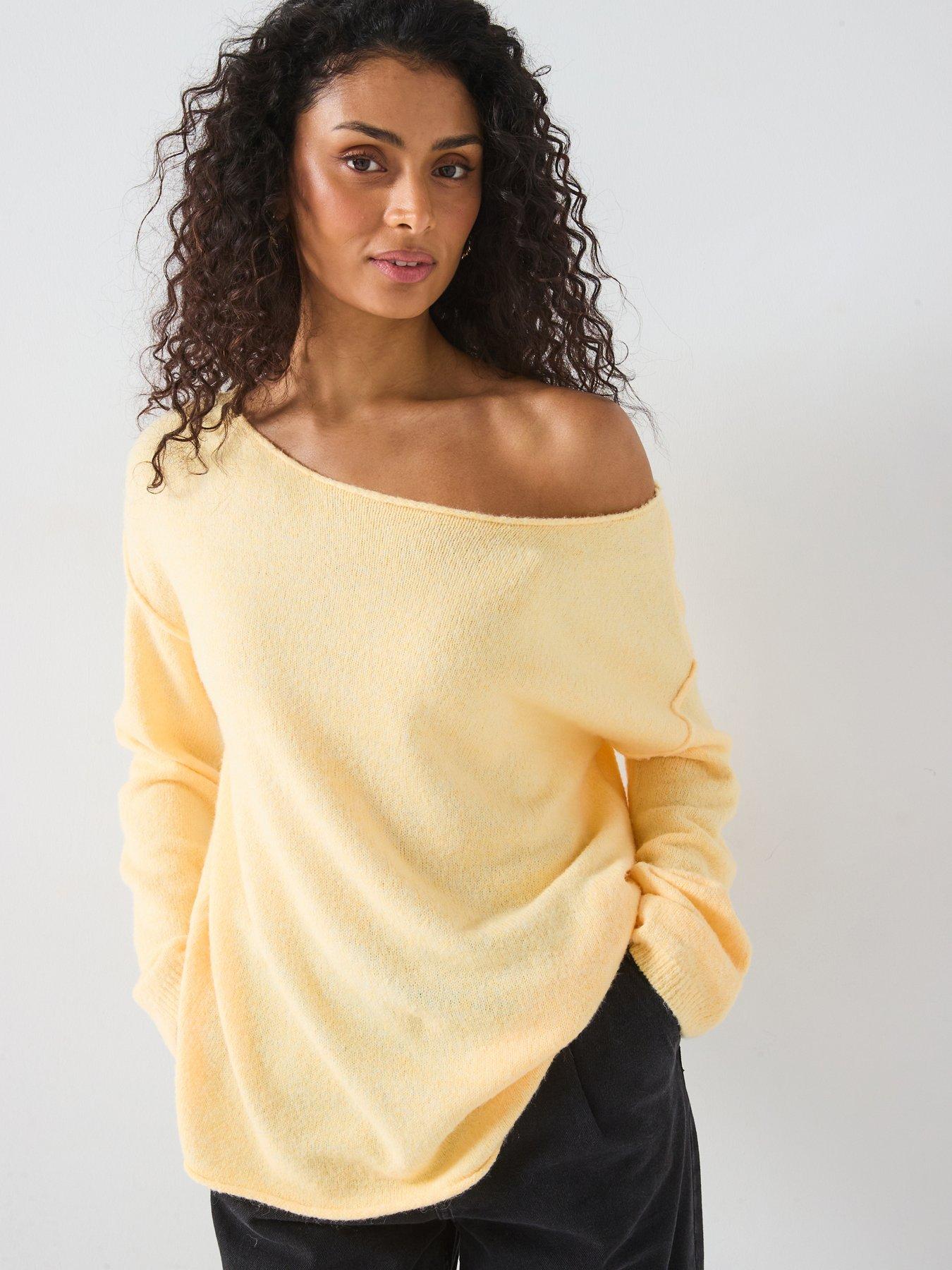 V by Very Off The Shoulder Oversized Jumper Yellow Very