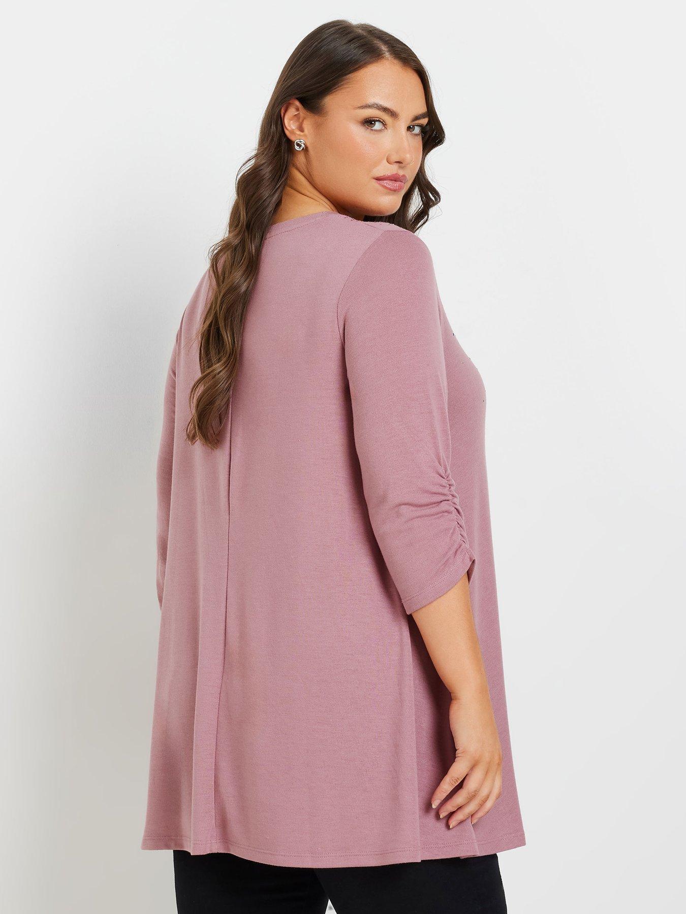 Image 2 of 4 of Yours Curve Studded Swing Top - Pink