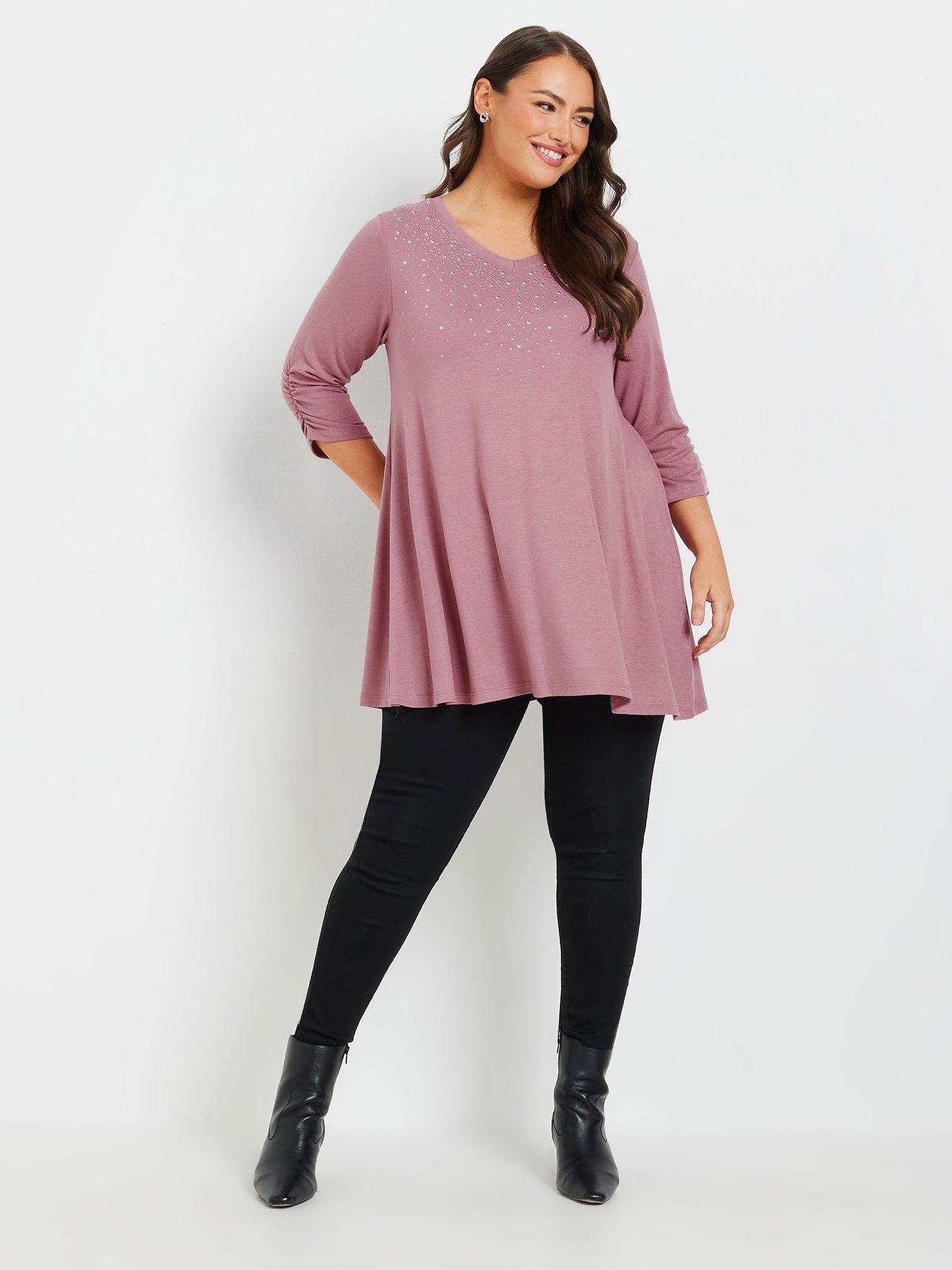 Image 3 of 4 of Yours Curve Studded Swing Top - Pink