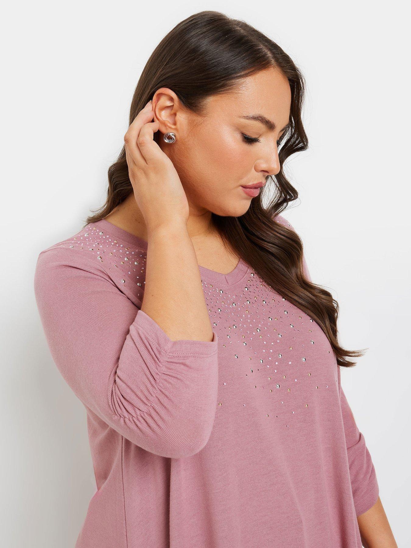 Image 4 of 4 of Yours Curve Studded Swing Top - Pink