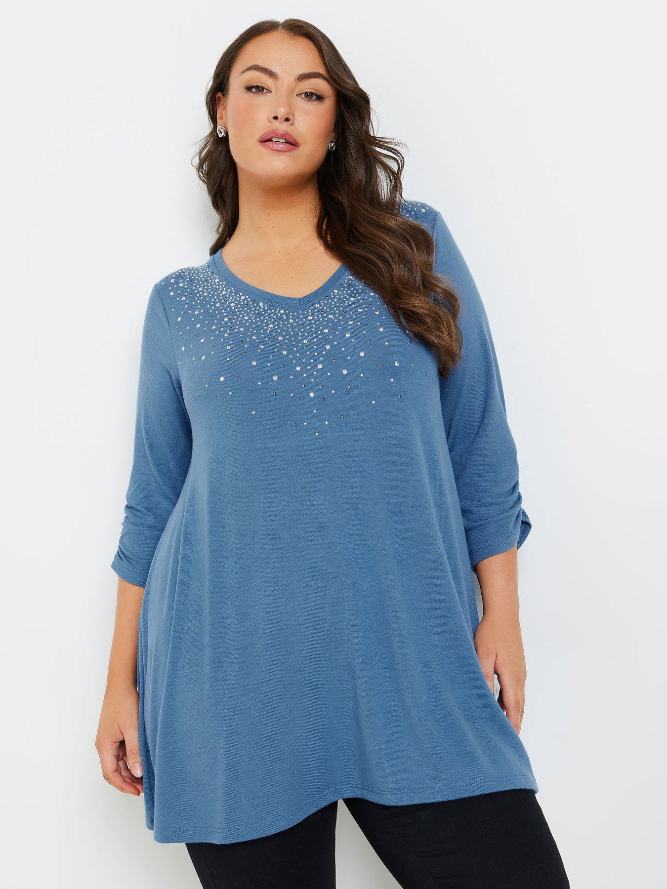 undefined Curve Studded Swing Top - Blue