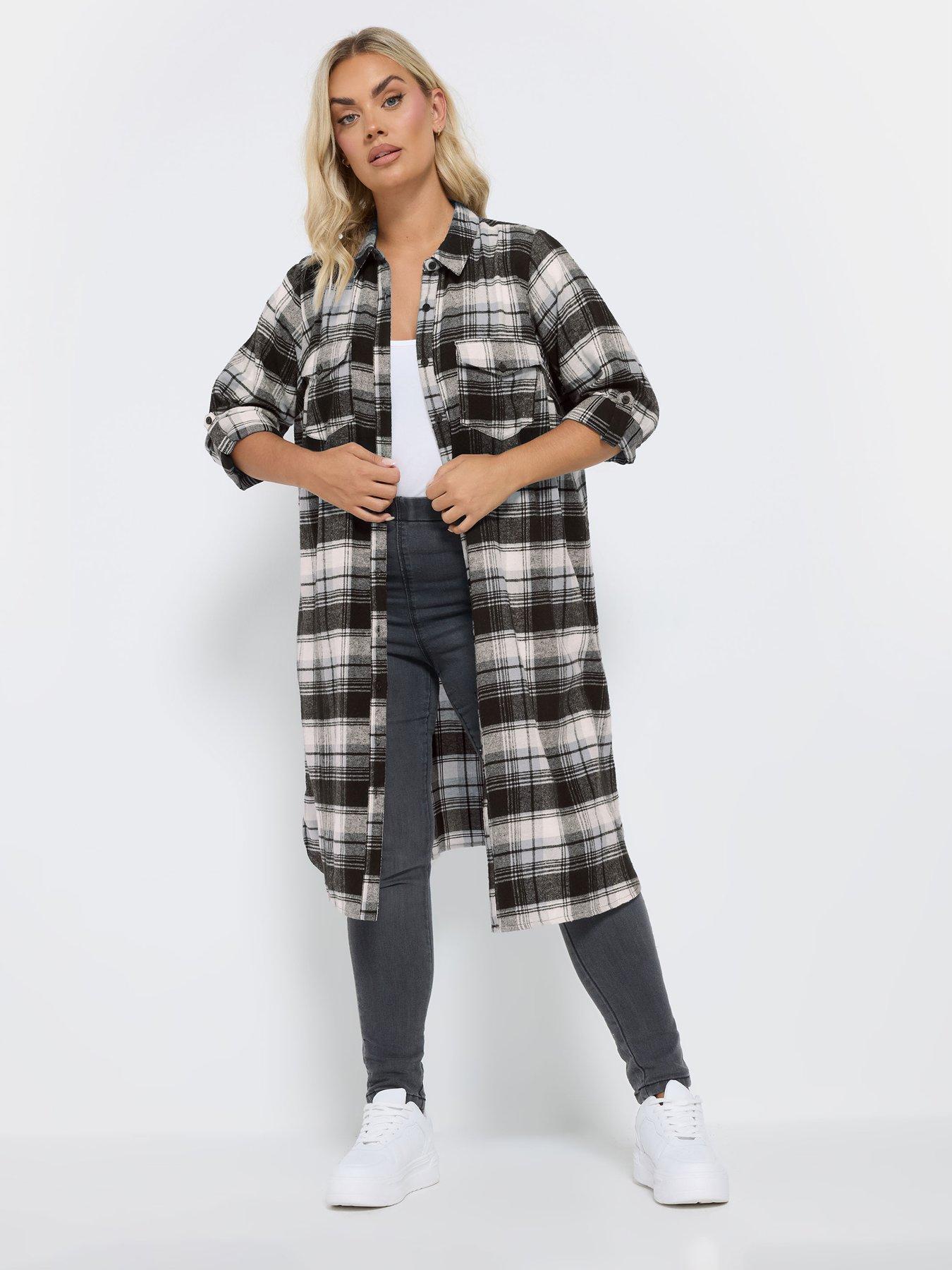 undefined Curve Maxi Check Shirt - Black
