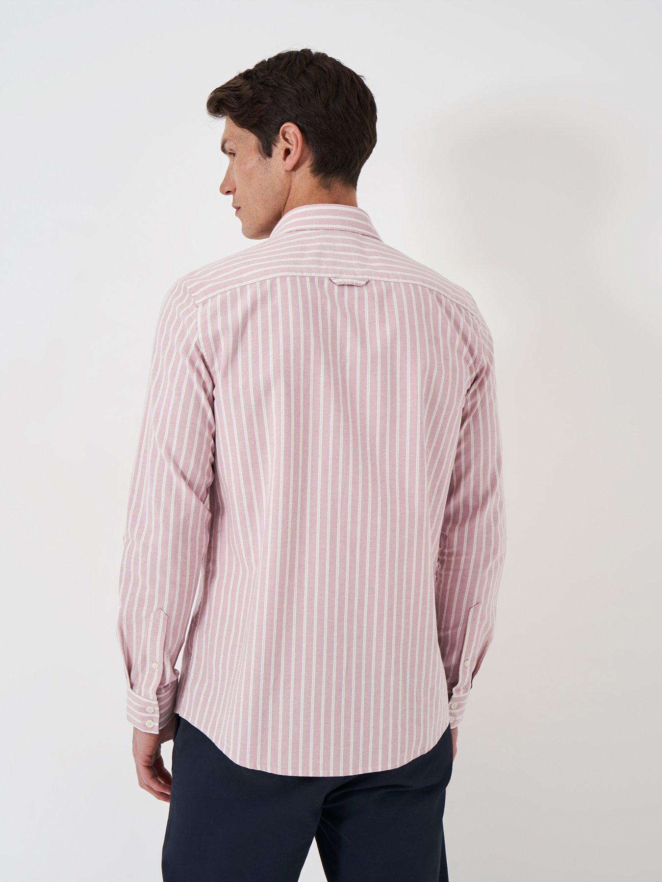 Image 2 of 6 of Crew Clothing Twin Stripe Long Sleeve Cotton Oxford Shirt - Pink