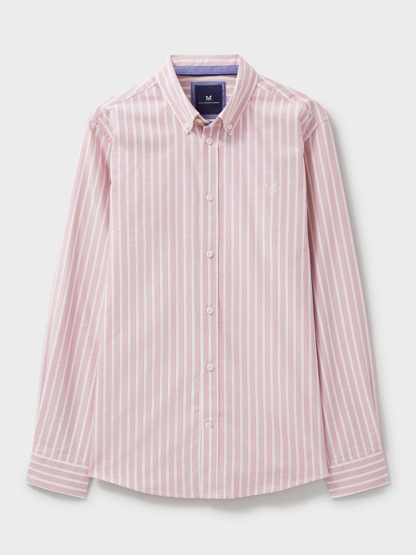 Image 3 of 6 of Crew Clothing Twin Stripe Long Sleeve Cotton Oxford Shirt - Pink