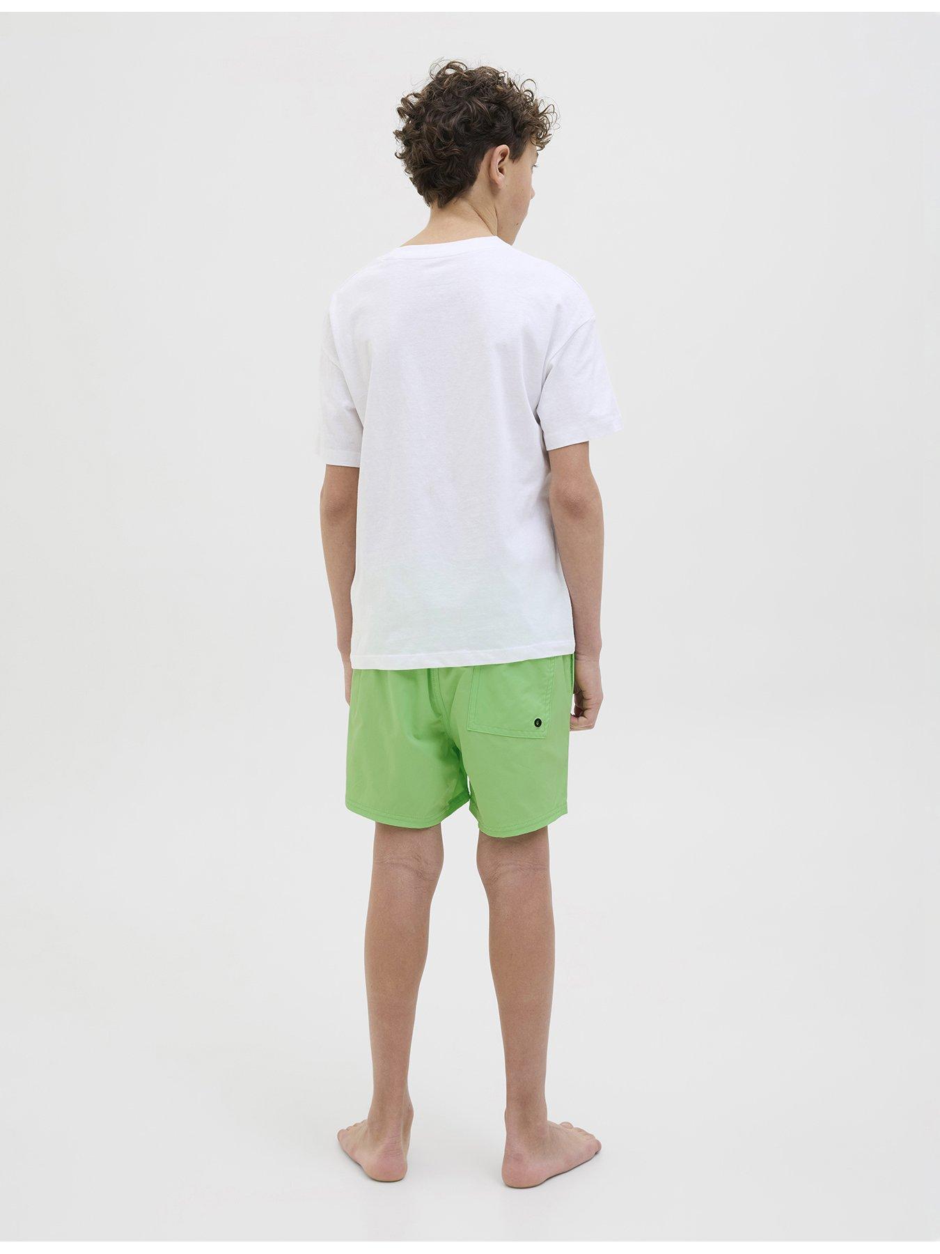 Image 2 of 6 of Jack & Jones Junior Boys Maui Double Logo Swim Shorts - Green