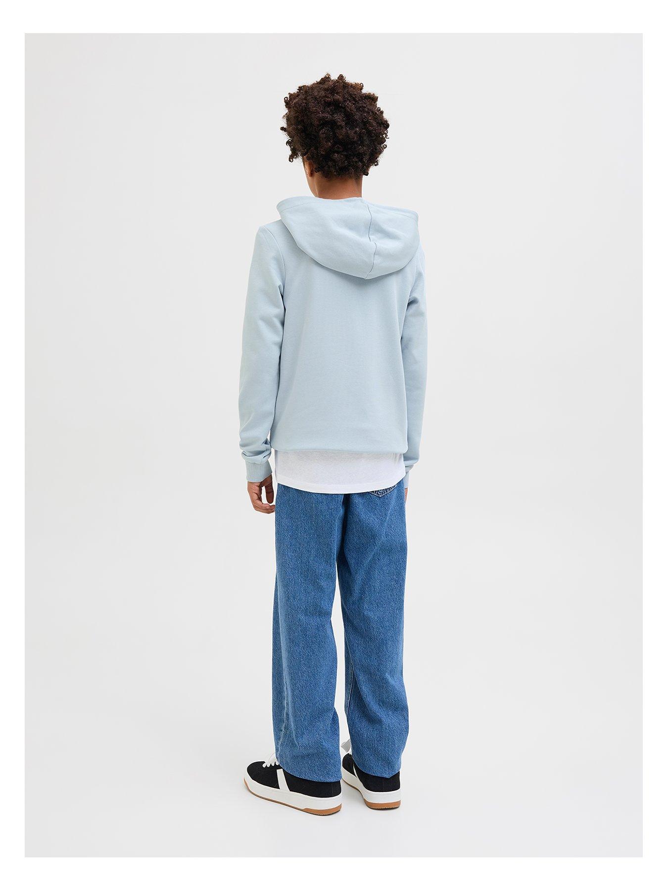 Image 2 of 5 of Jack & Jones Junior Boys Logan Print Hoodie - Blue