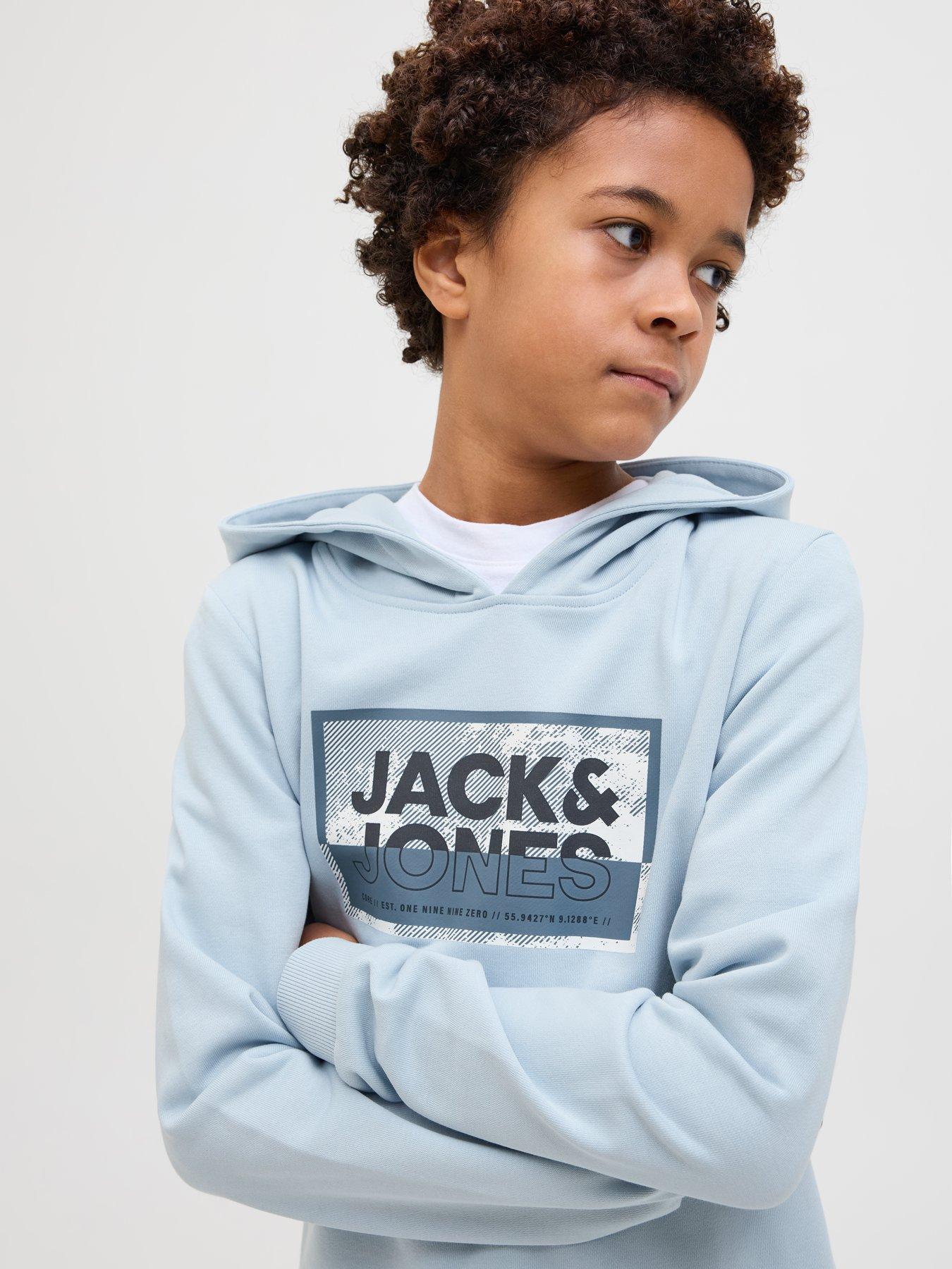 Image 3 of 5 of Jack & Jones Junior Boys Logan Print Hoodie - Blue