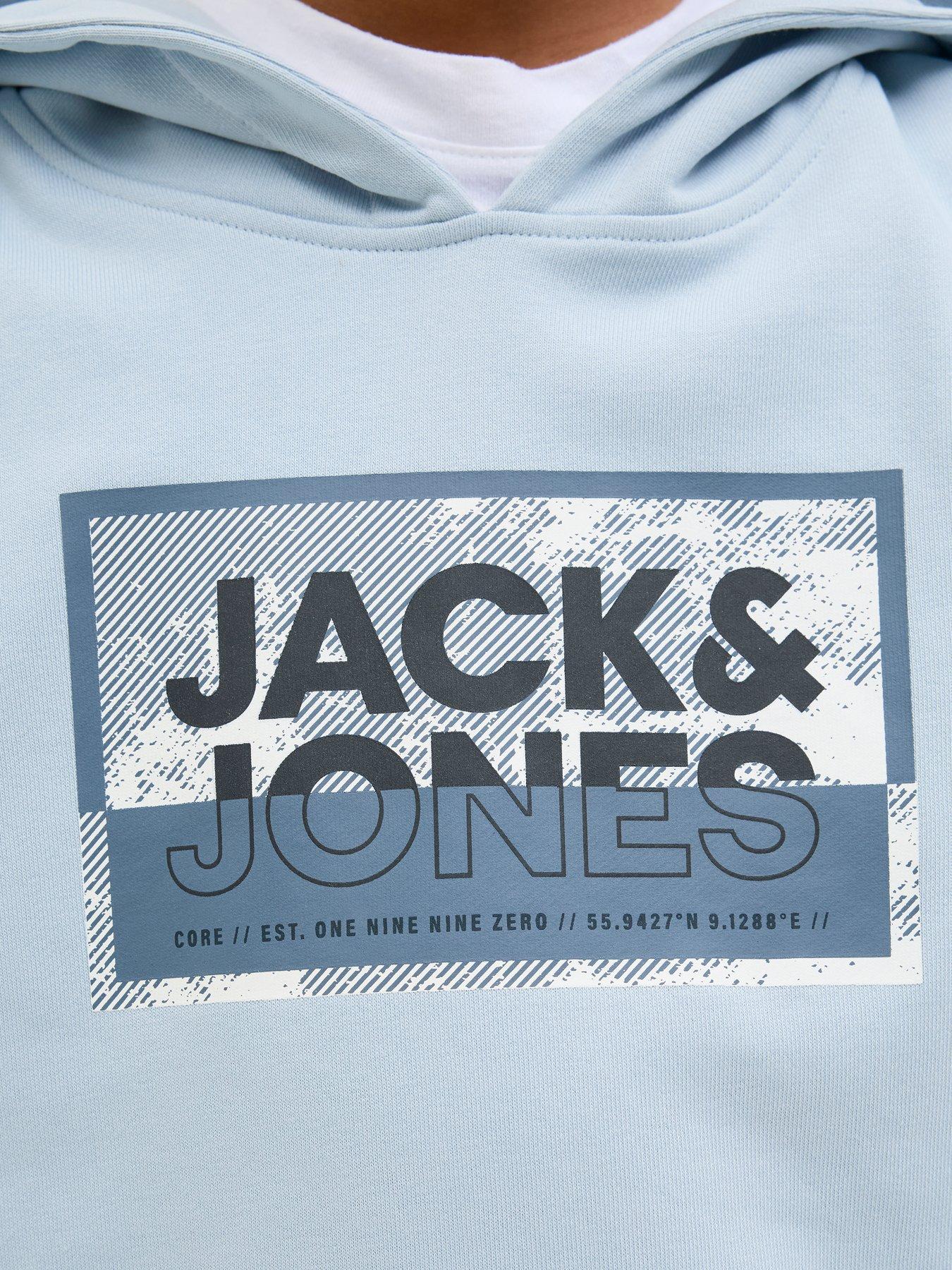 Image 4 of 5 of Jack & Jones Junior Boys Logan Print Hoodie - Blue
