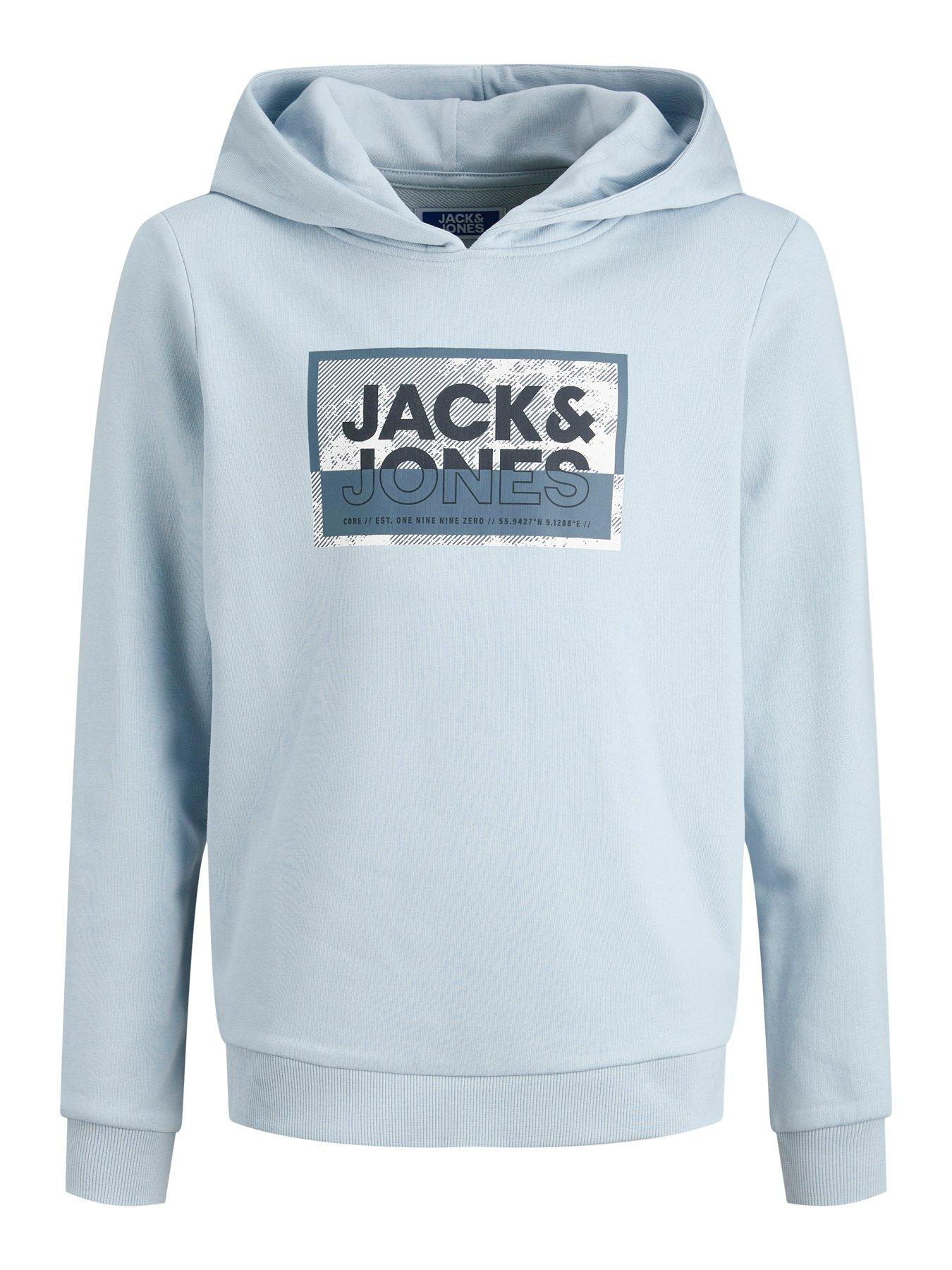 Image 5 of 5 of Jack & Jones Junior Boys Logan Print Hoodie - Blue