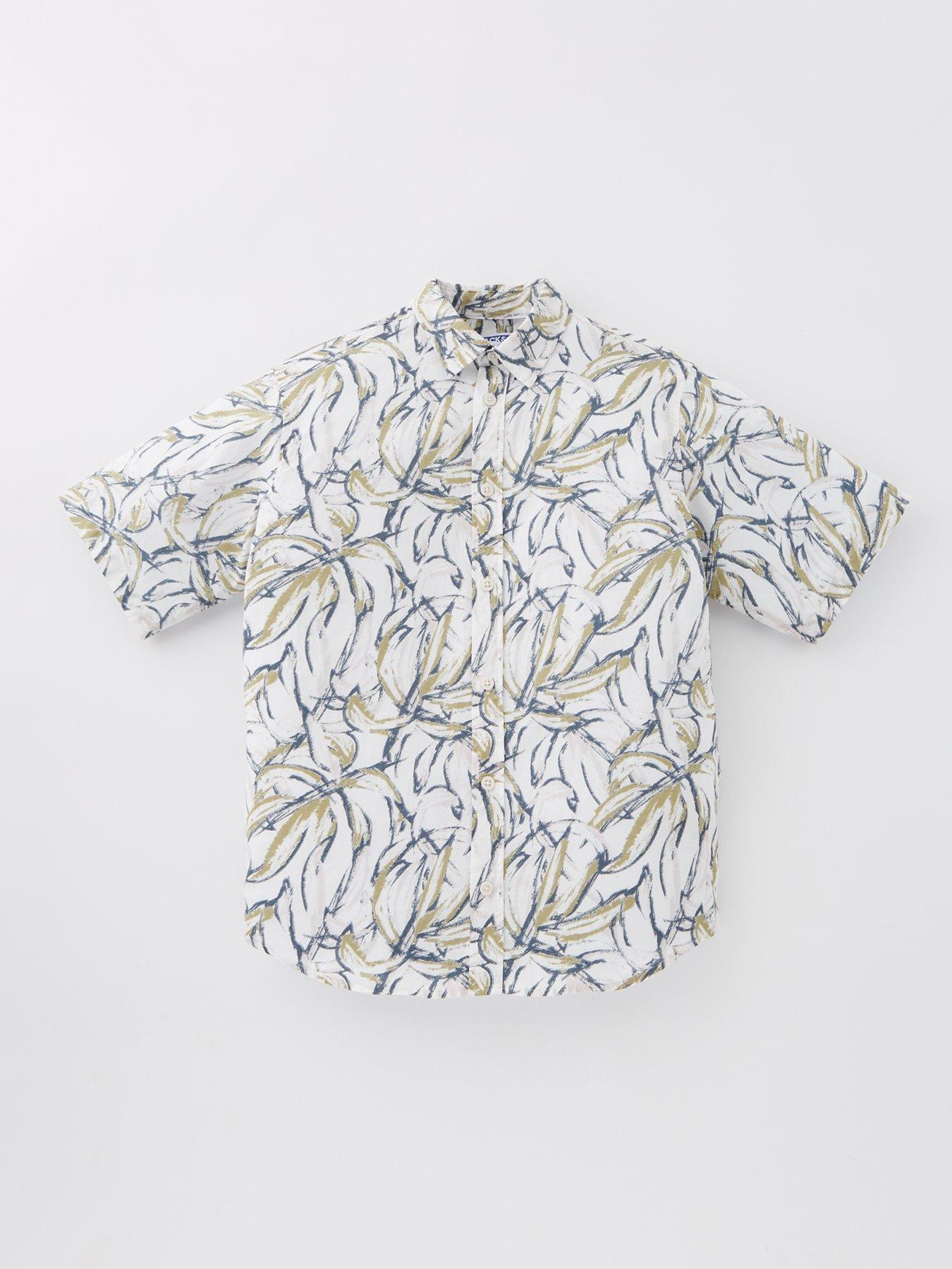 undefined Boys Joshua Printed Short Sleeve Shirt - Cream