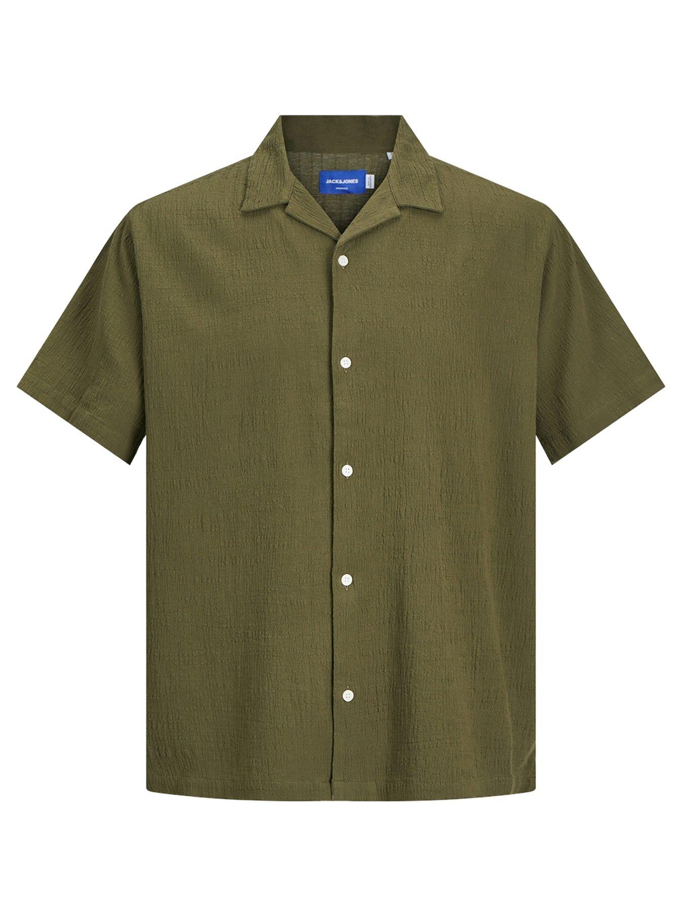 undefined Boys Luke Crinkle Short Sleeve Shirt - Khaki