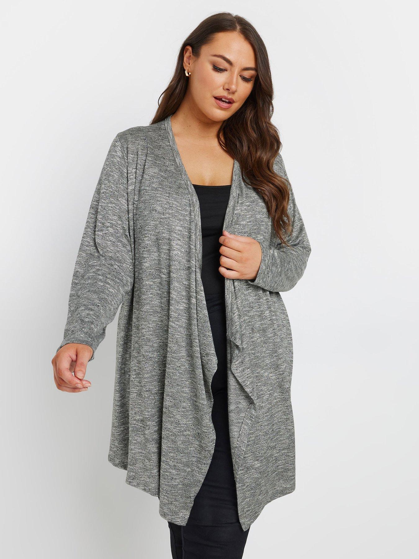 undefined Curve Waterfall Soft Touch Cardigan - Grey