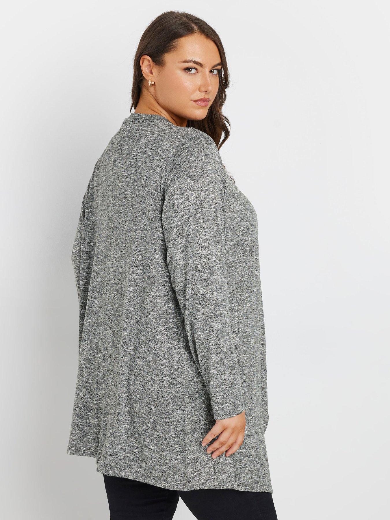 Image 2 of 4 of Yours Curve Waterfall Soft Touch Cardigan - Grey