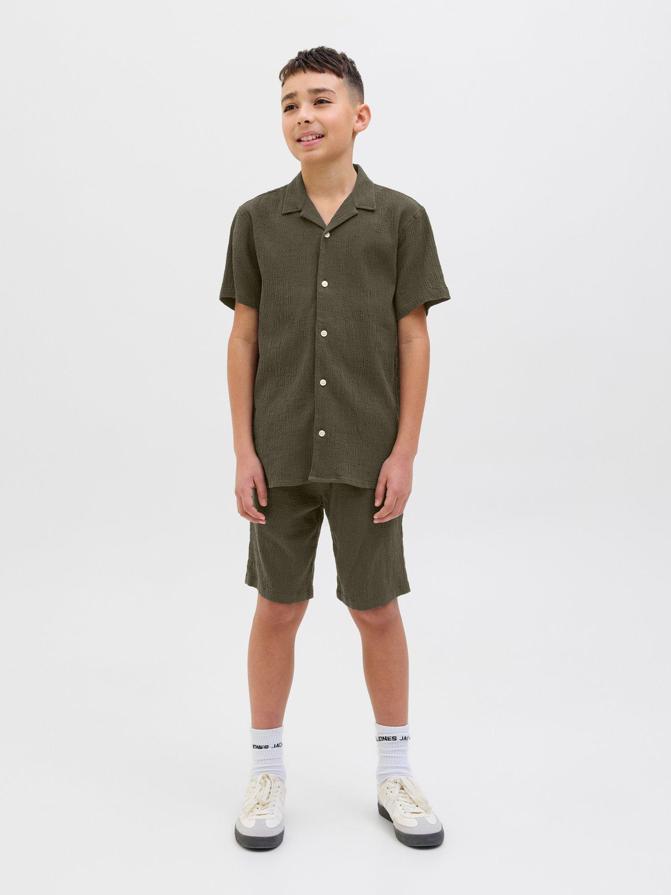 Jack & Jones Junior Boys Crinkle Co-ord Shorts - Khaki