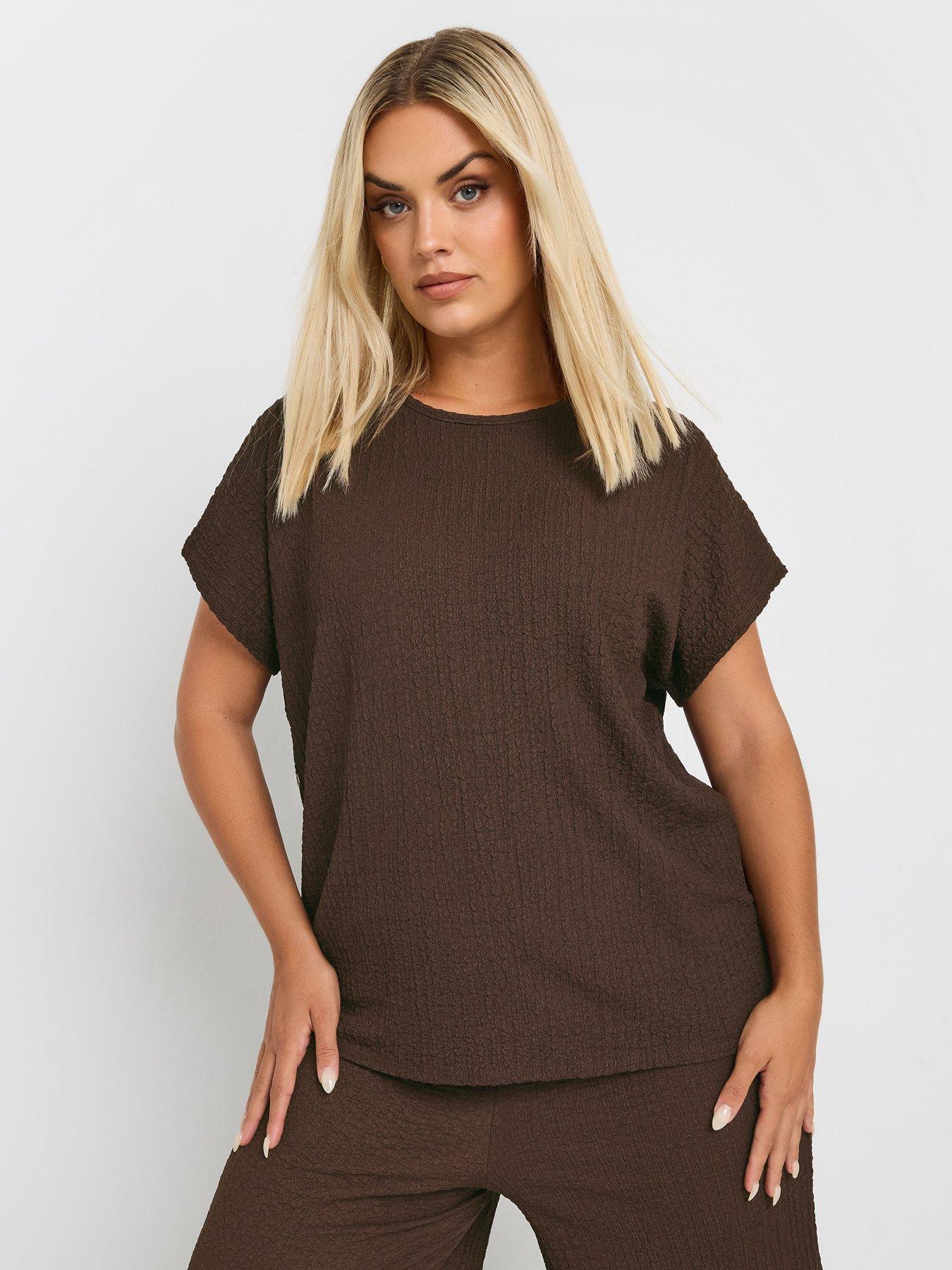 undefined Curve Bubble Textured Top - Brown