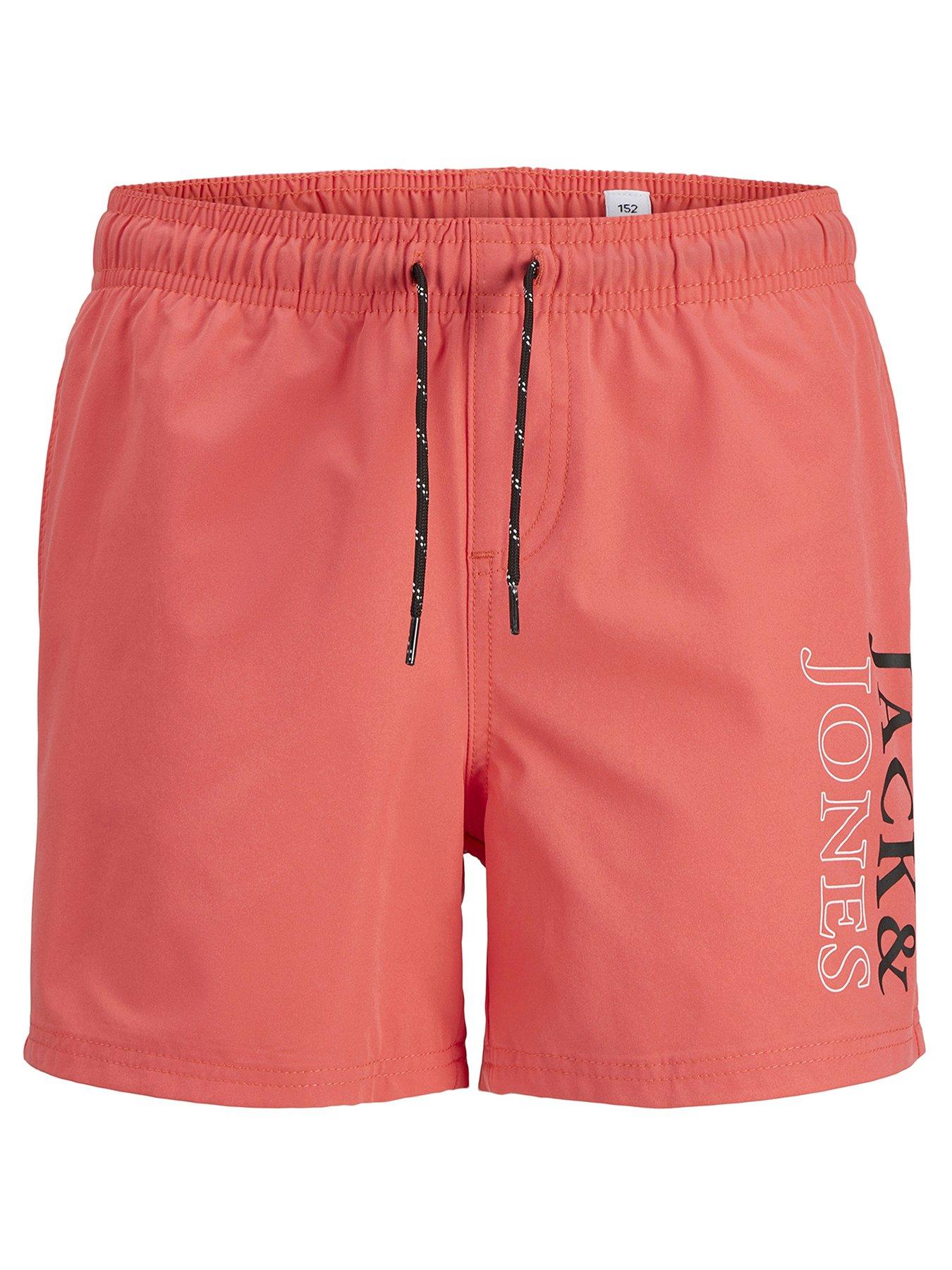 undefined Boys Maui Double Logo Swim Shorts - Hot Coral
