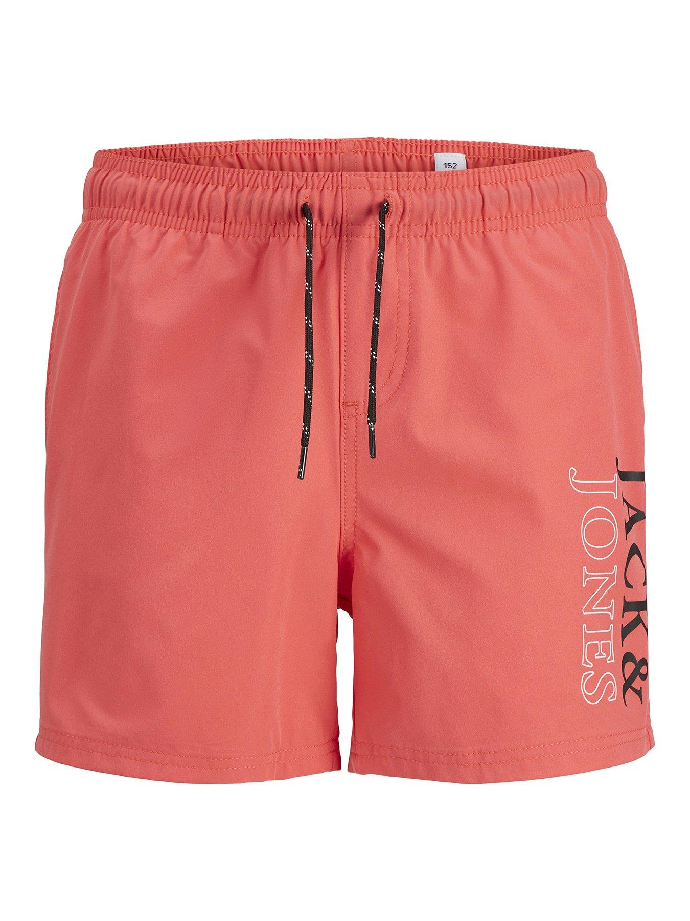 Image 5 of 6 of Jack & Jones Junior Boys Maui Double Logo Swim Shorts - Hot Coral