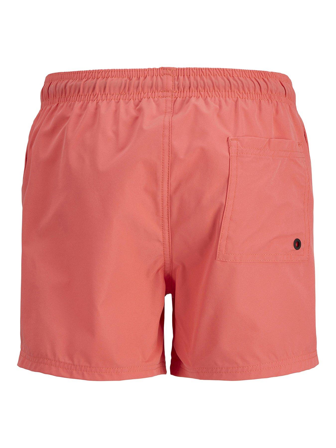 Image 6 of 6 of Jack & Jones Junior Boys Maui Double Logo Swim Shorts - Hot Coral