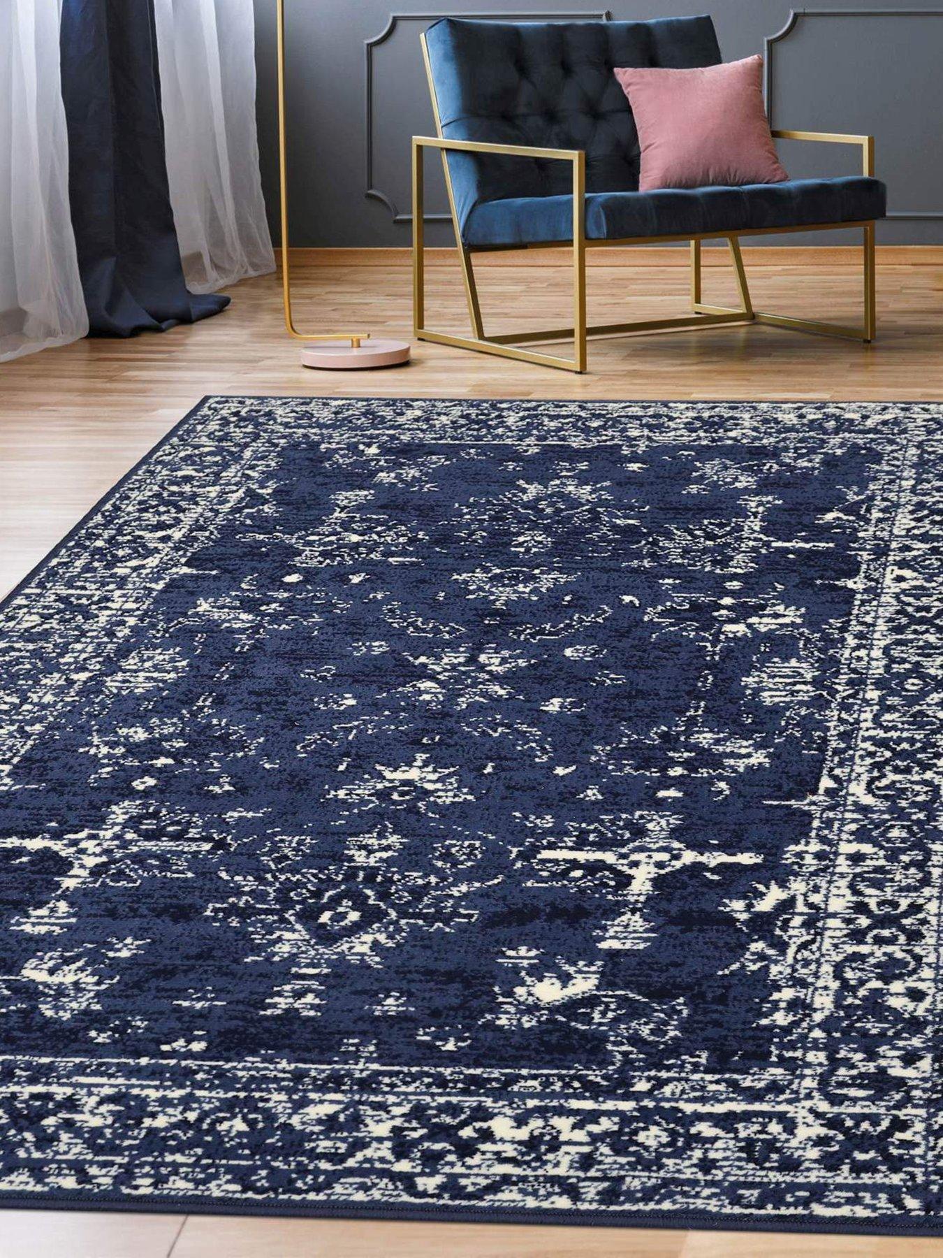 Product photograph of Maestro Navy Rug from very.co.uk